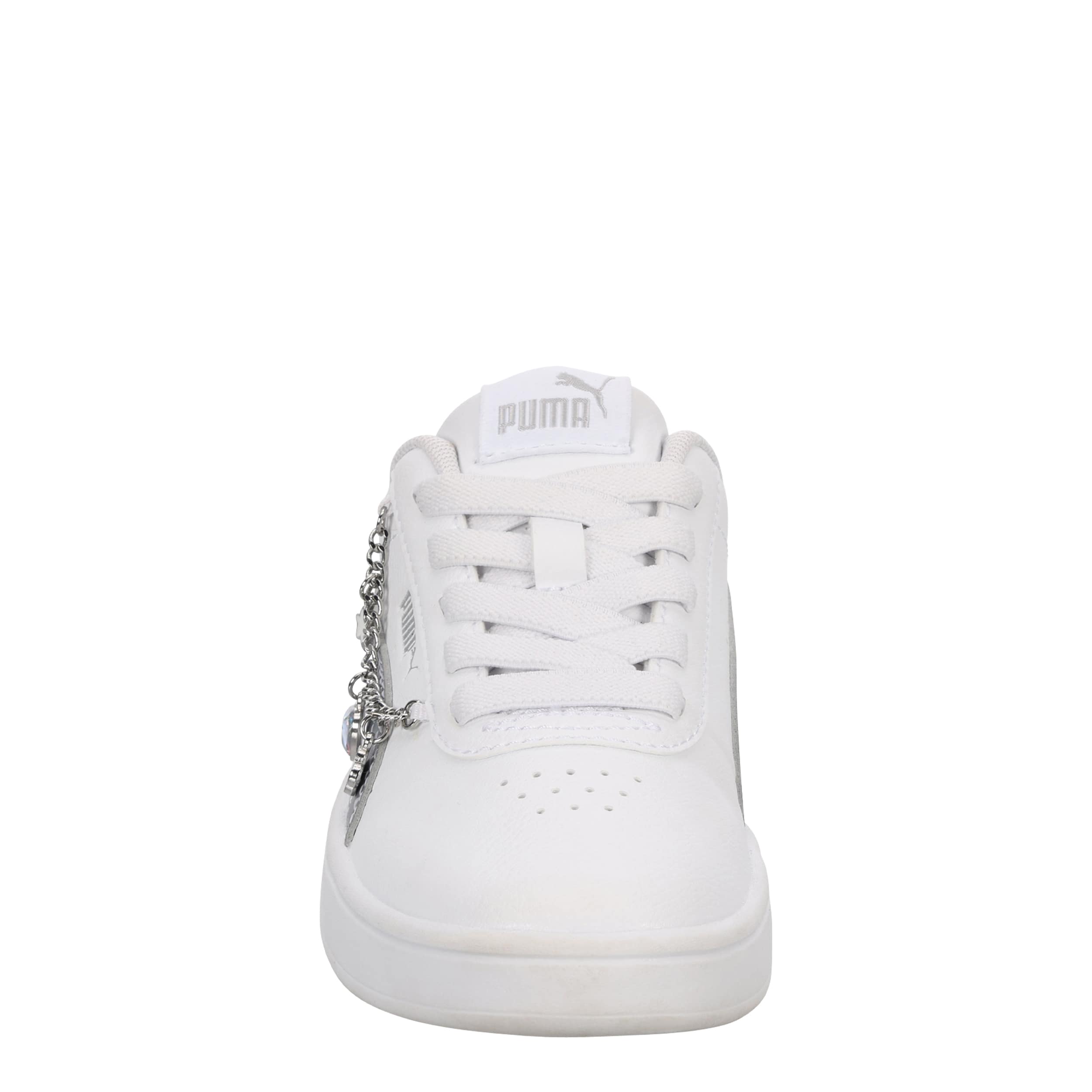 PUMA-GIRLS LITTLE KID JUNA SNEAKER-WHITE & SILVER