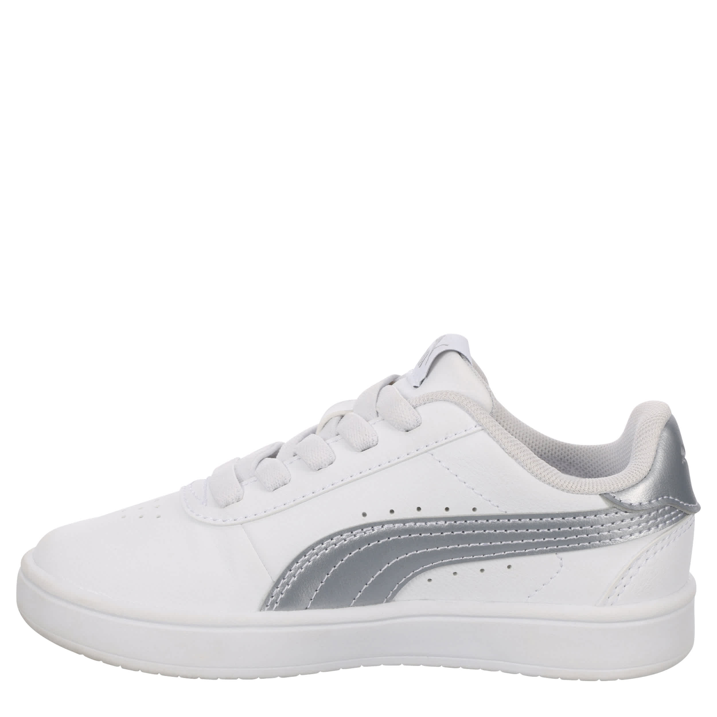 PUMA-GIRLS LITTLE KID JUNA SNEAKER-WHITE & SILVER