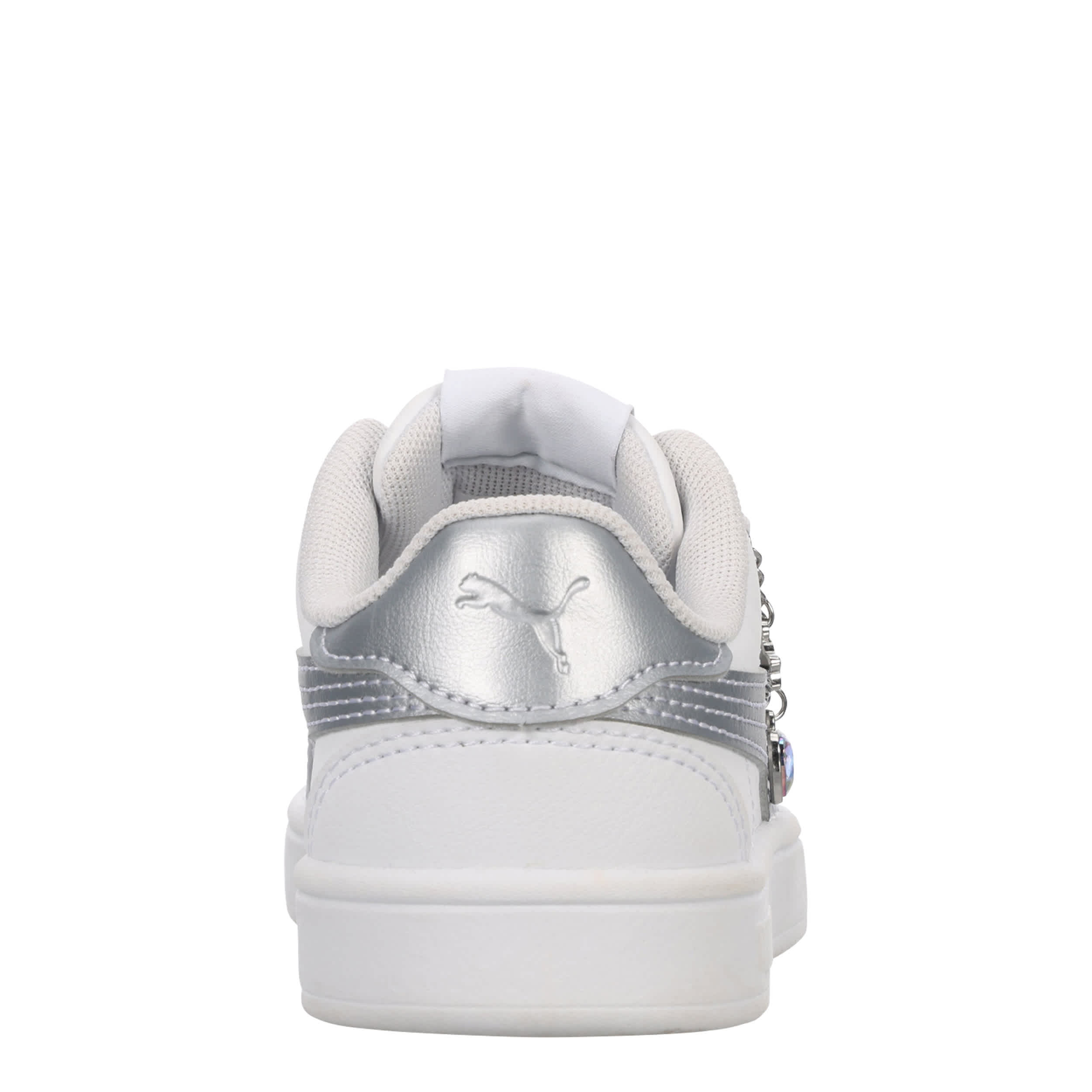 PUMA-GIRLS LITTLE KID JUNA SNEAKER-WHITE & SILVER