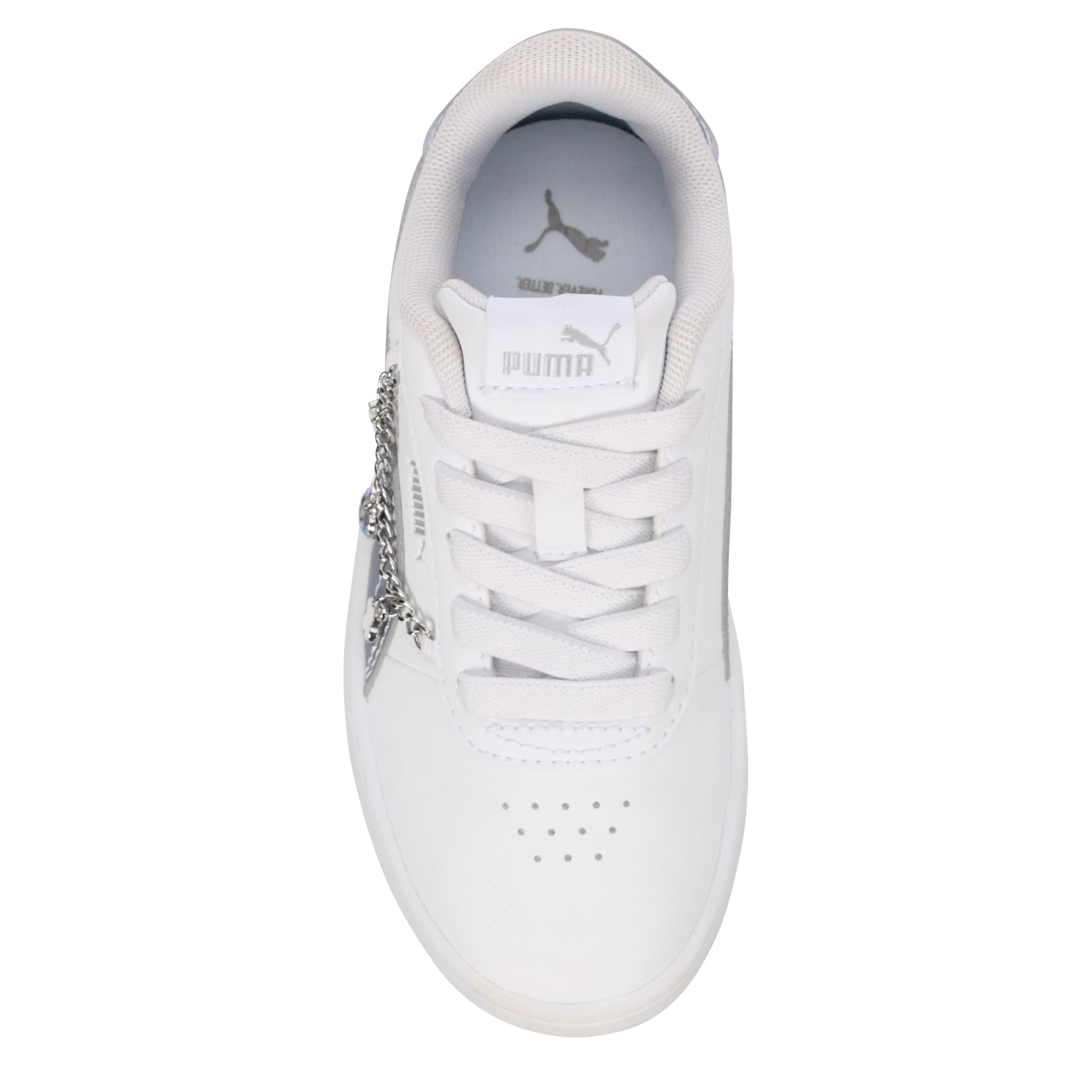PUMA-GIRLS LITTLE KID JUNA SNEAKER-WHITE & SILVER
