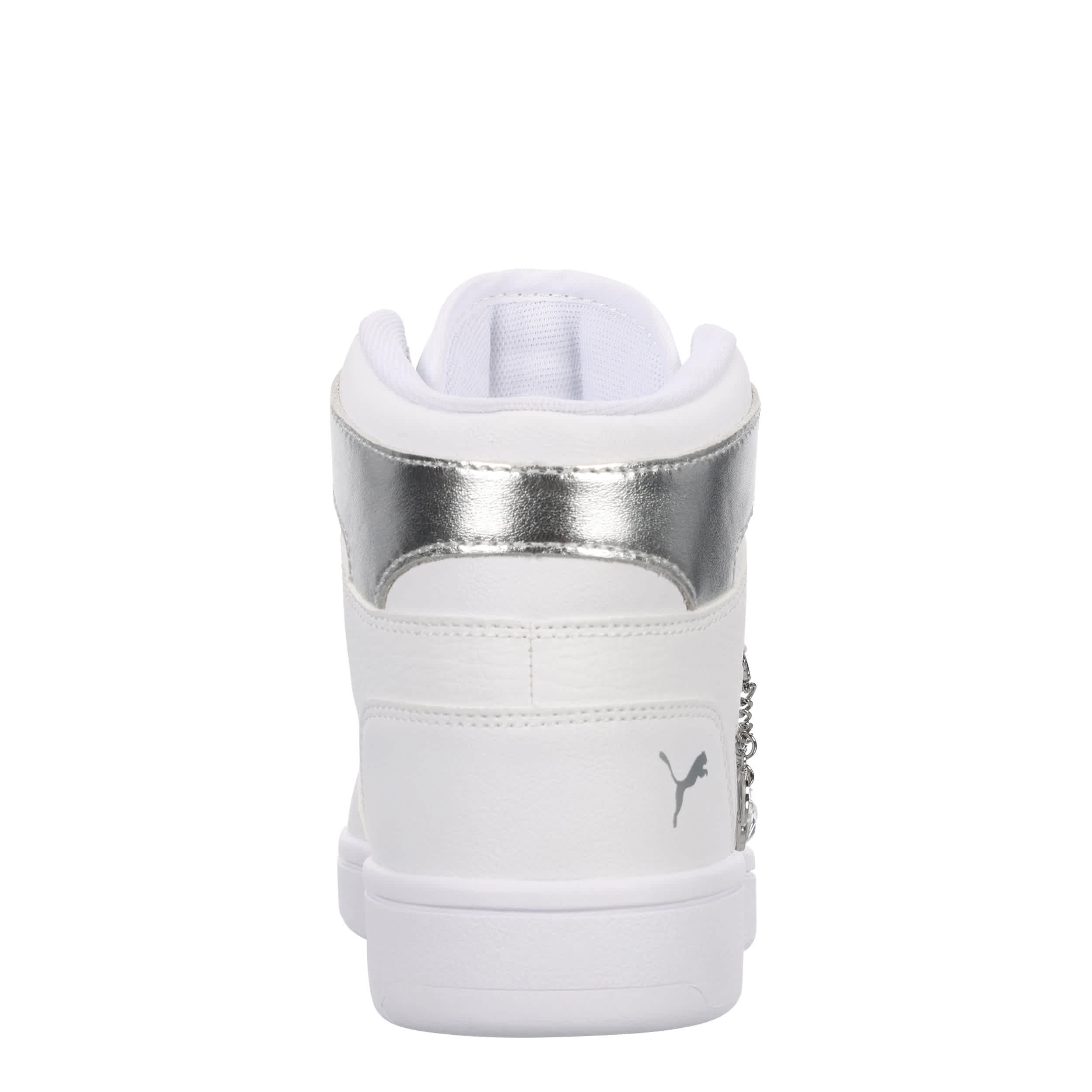 PUMA-GIRLS BIG KID REBOUND LAYUP SNEAKER-WHITE & SILVER