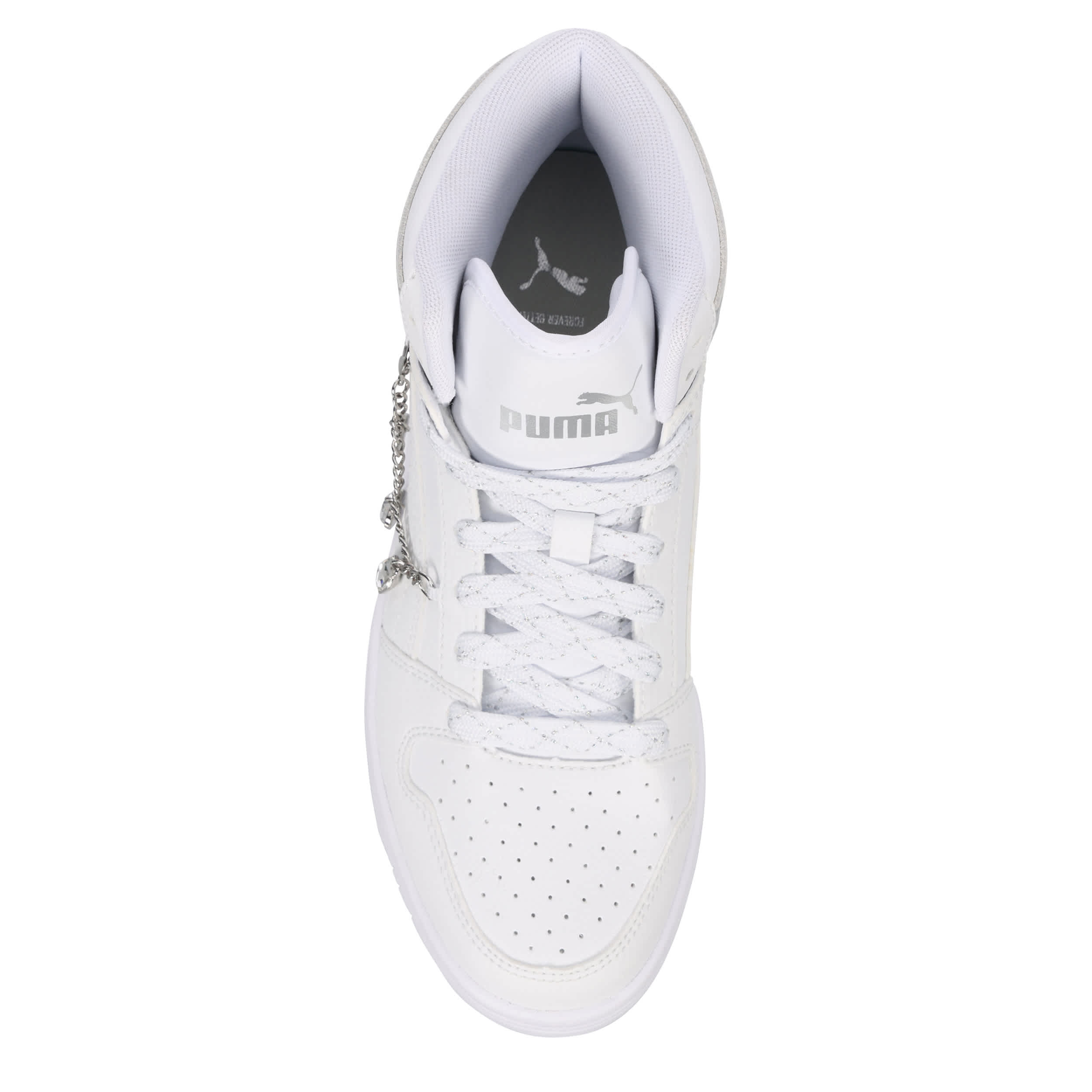 PUMA-GIRLS BIG KID REBOUND LAYUP SNEAKER-WHITE & SILVER