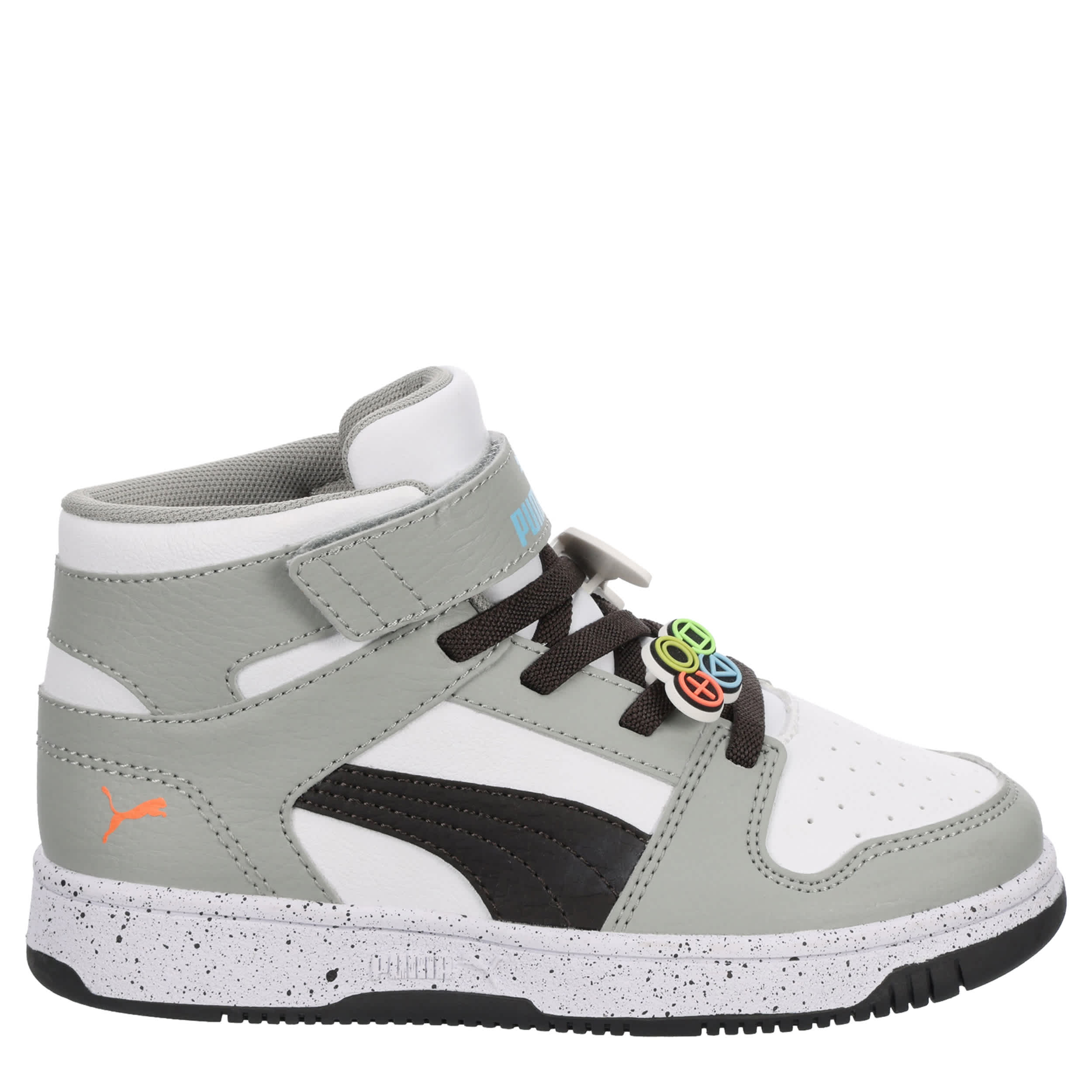 PUMA-BOYS LITTLE KID REBOUND LAYUP SNEAKER-GREY & DARK RED