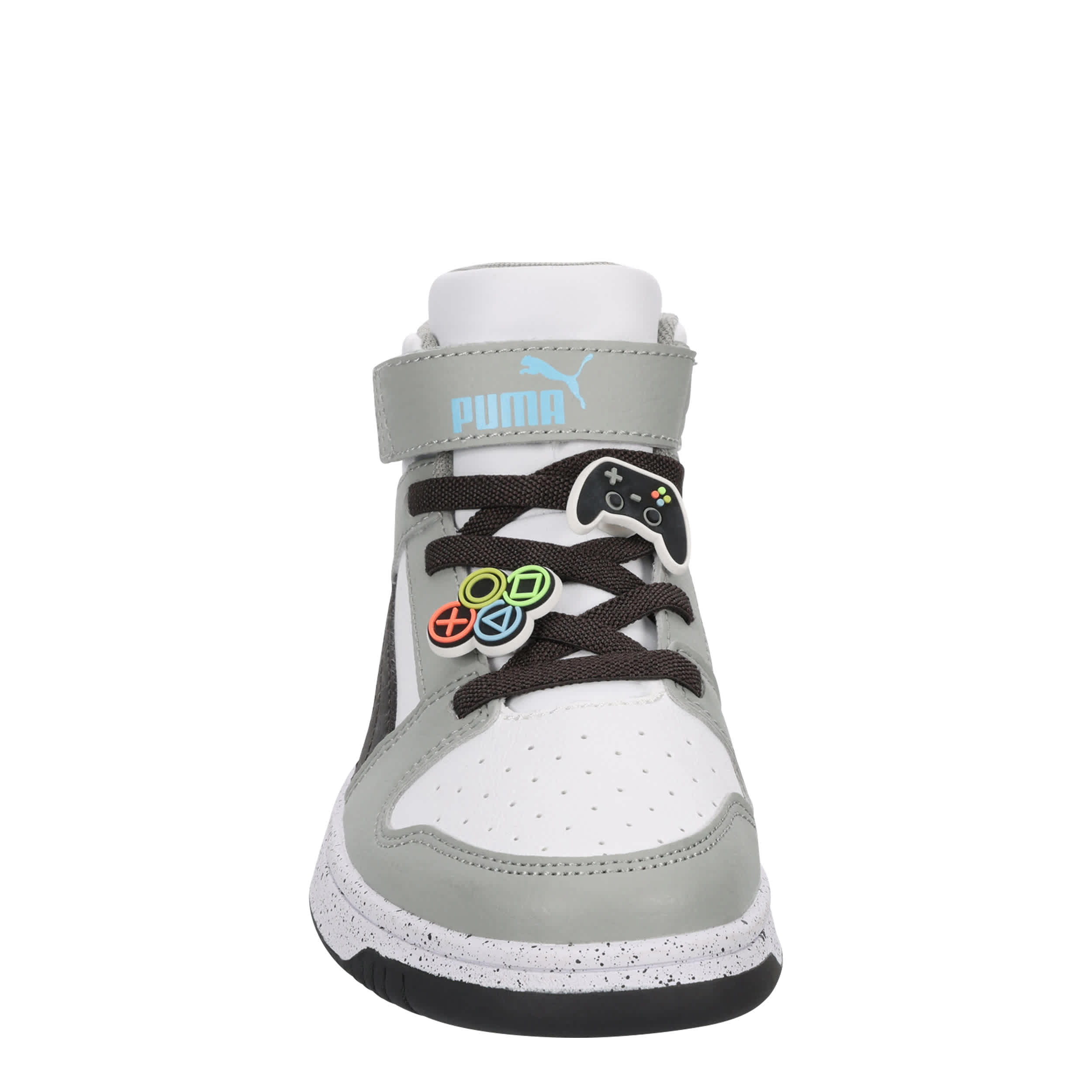 PUMA-BOYS LITTLE KID REBOUND LAYUP SNEAKER-GREY & DARK RED