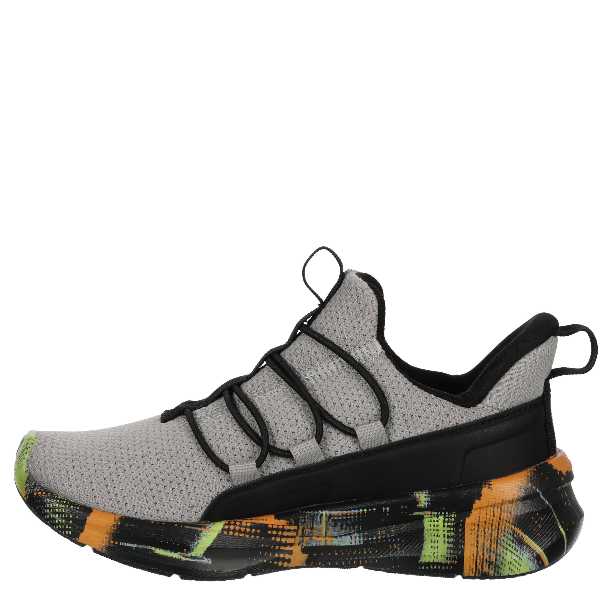 PUMA-BOYS LITTLE KID SOFTRIDE ONE4ALL 2.0 SNEAKER-GREY & LIME