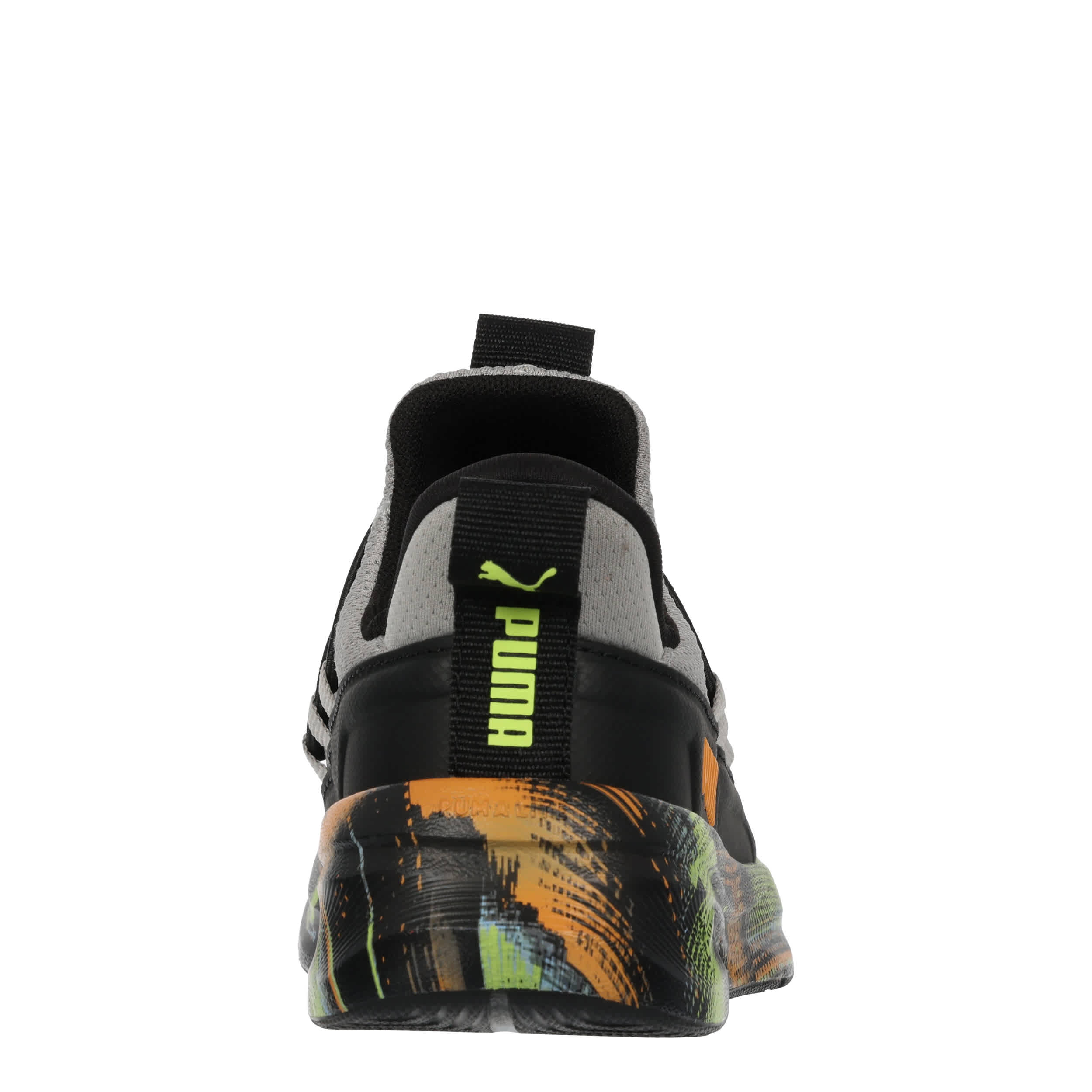 PUMA-BOYS LITTLE KID SOFTRIDE ONE4ALL 2.0 SNEAKER-GREY & LIME
