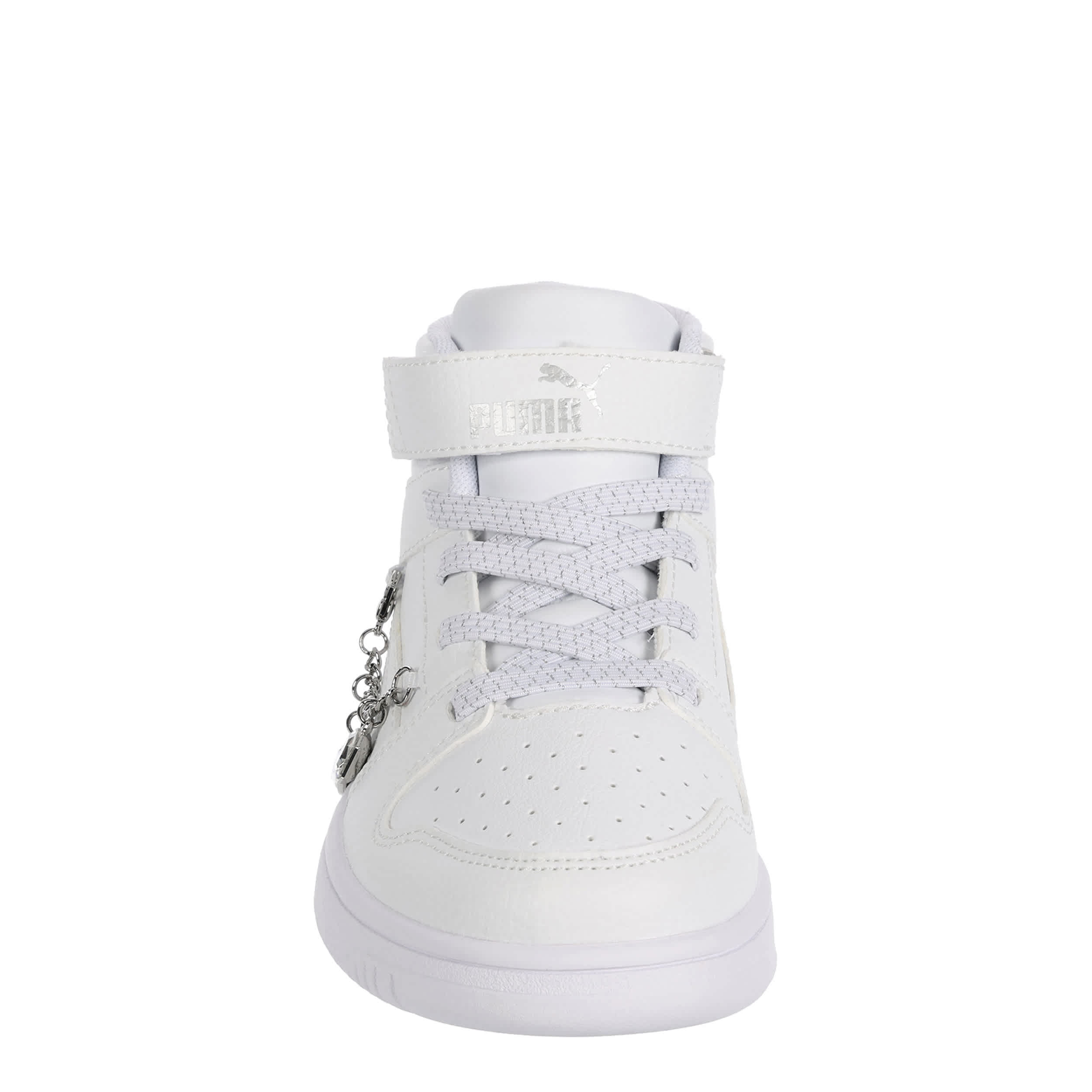 PUMA-GIRLS LITTLE KID REBOUND LAYUP SNEAKER-WHITE & SILVER