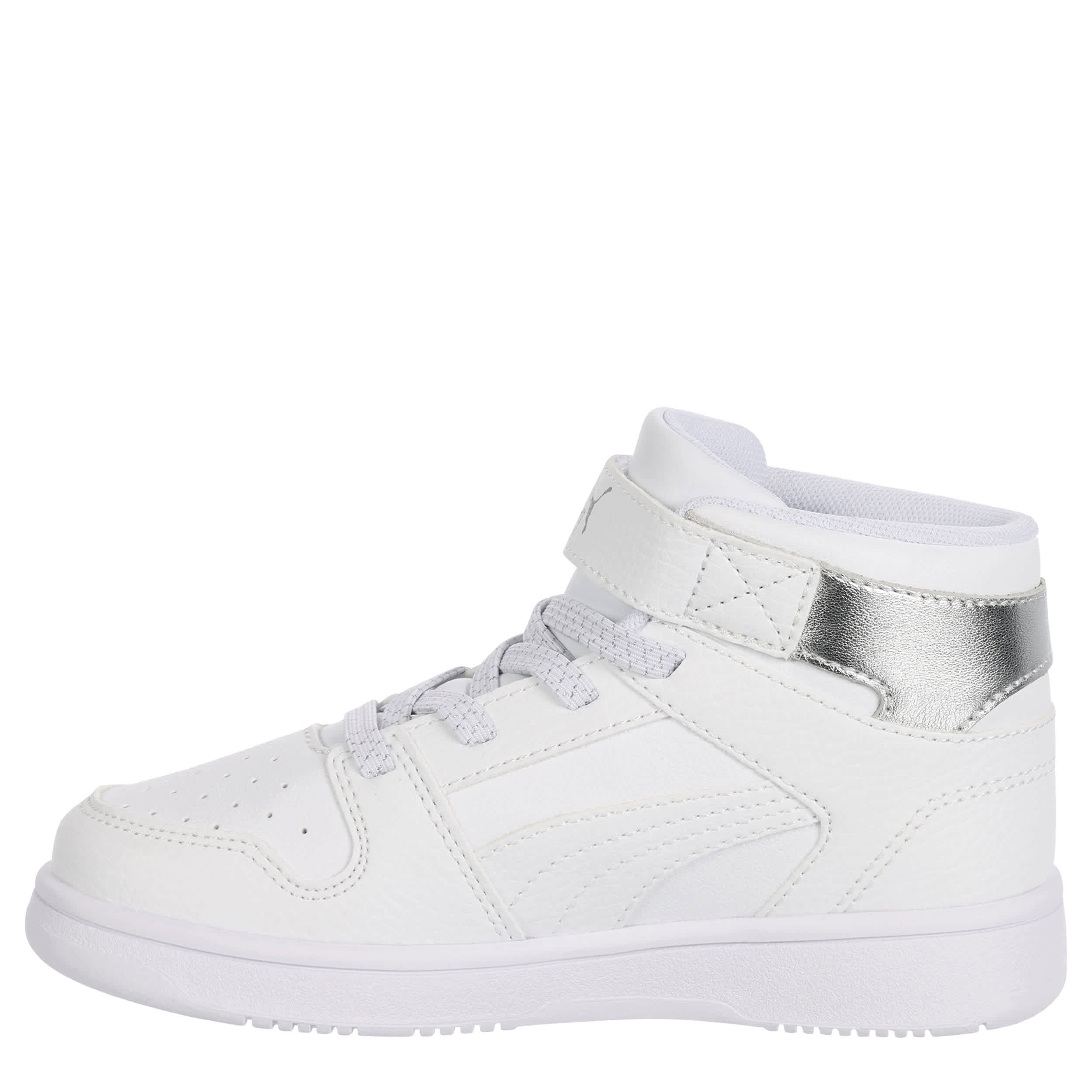 PUMA-GIRLS LITTLE KID REBOUND LAYUP SNEAKER-WHITE & SILVER