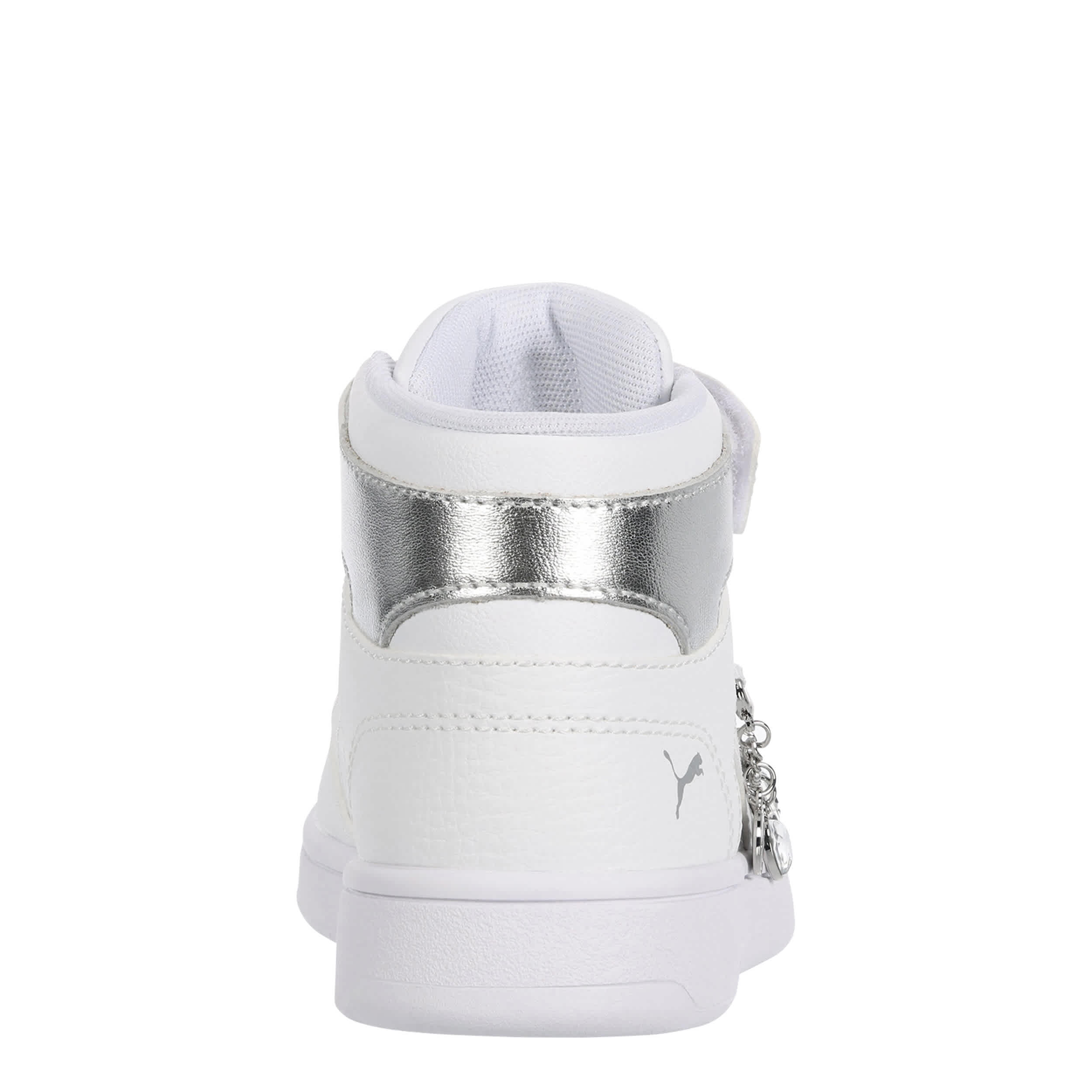 PUMA-GIRLS LITTLE KID REBOUND LAYUP SNEAKER-WHITE & SILVER