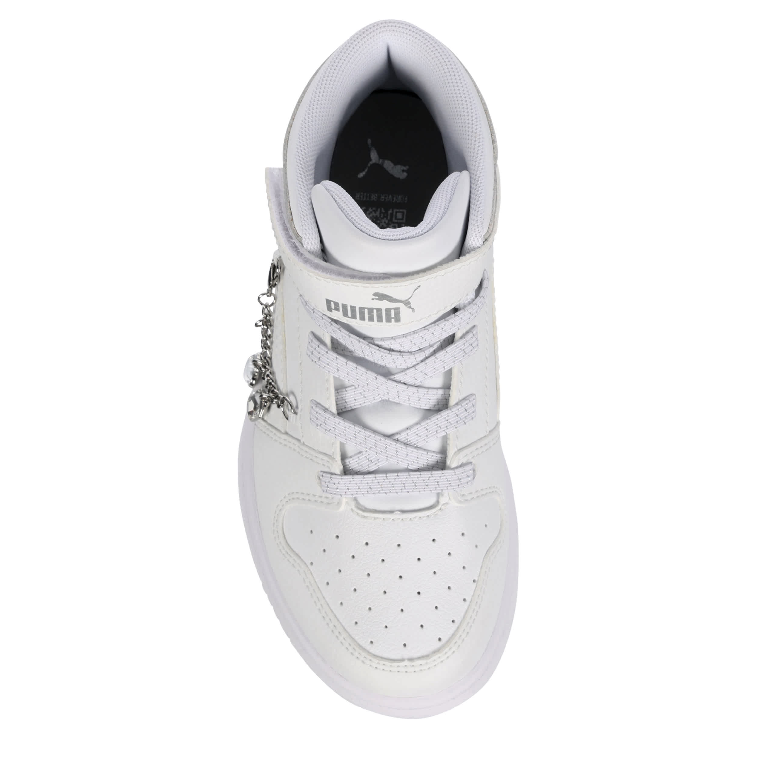 PUMA-GIRLS LITTLE KID REBOUND LAYUP SNEAKER-WHITE & SILVER