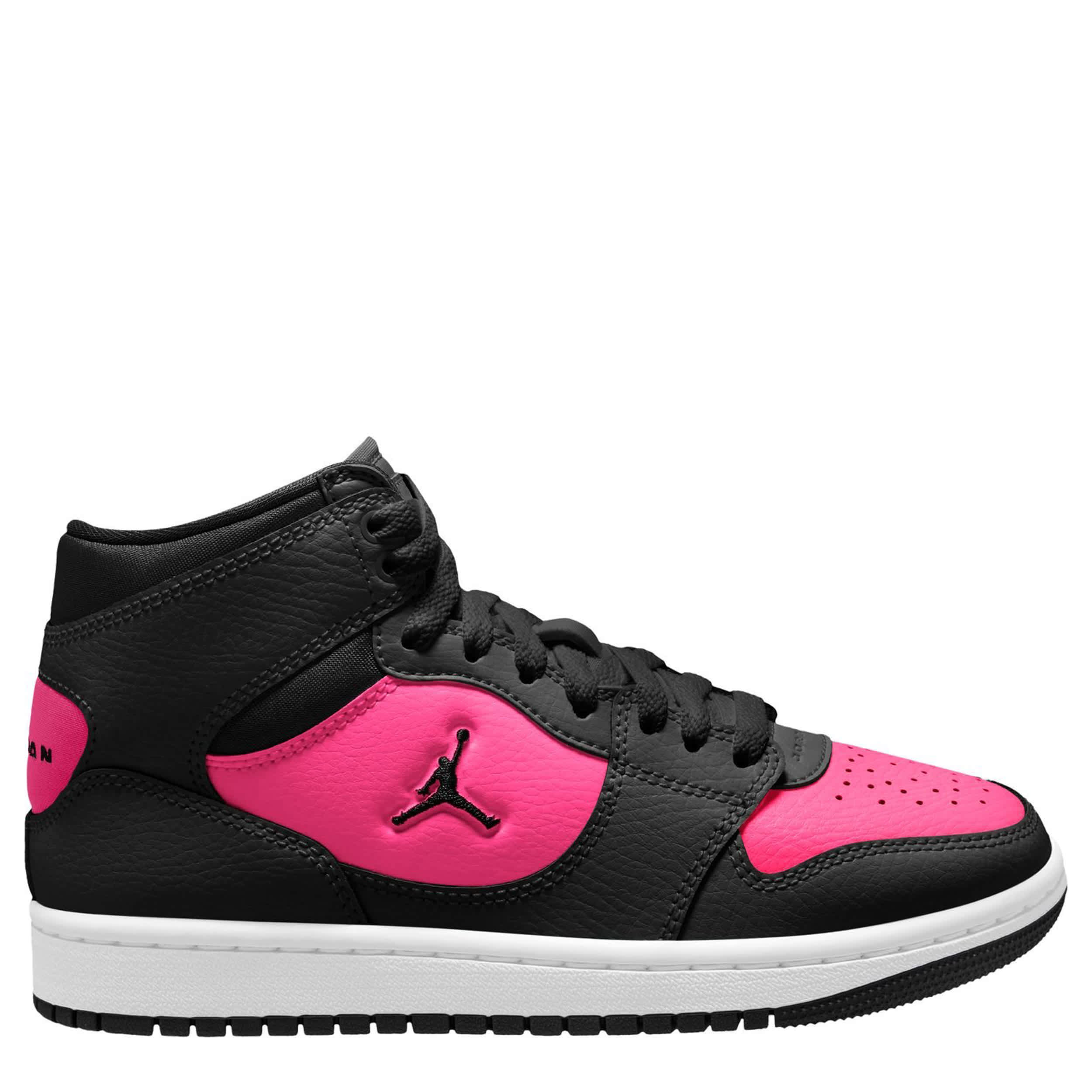 JORDAN-GIRLS BIG KID COURT CONNECT MID SNEAKER-BLACK & BRIGHT PINK