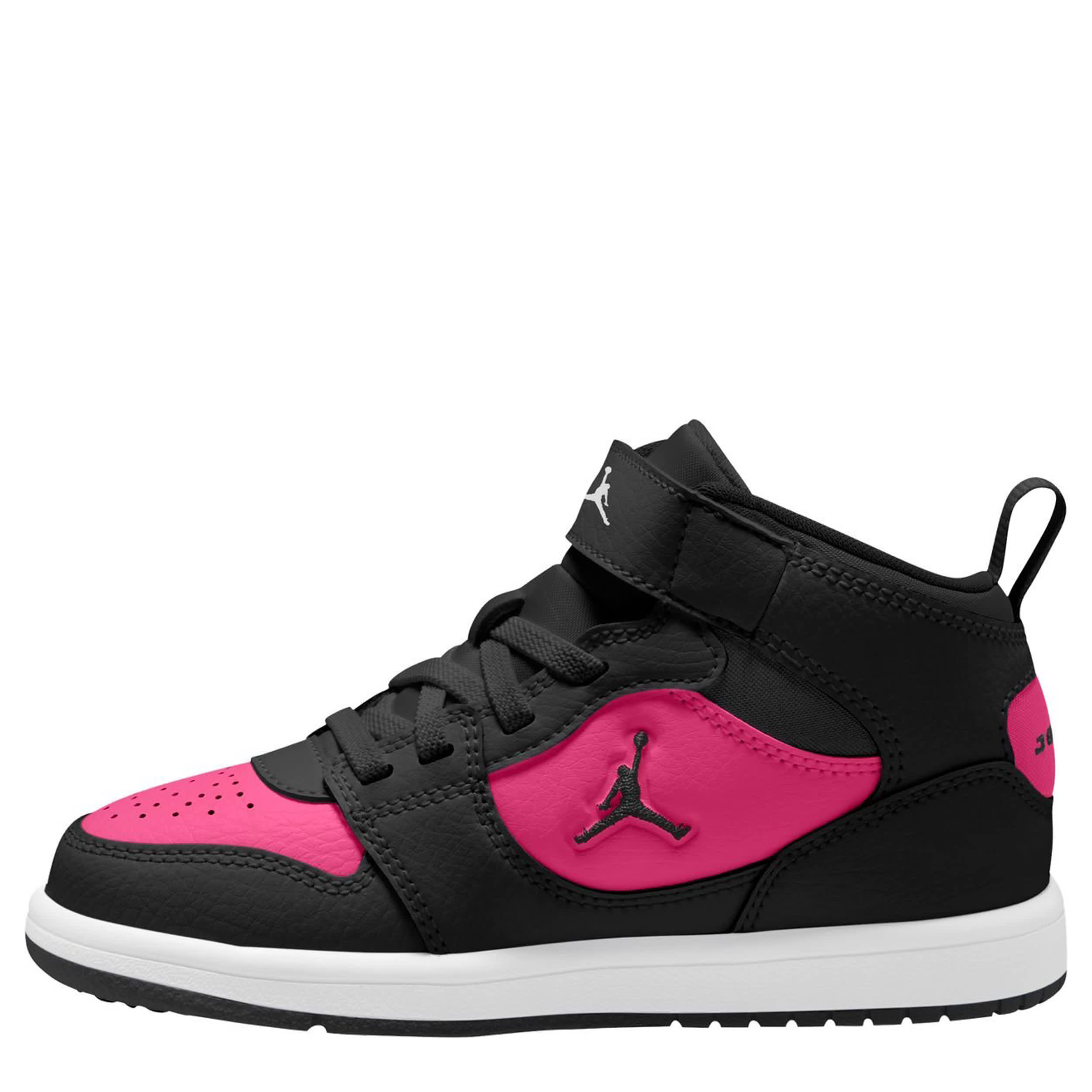 JORDAN-GIRLS BIG KID COURT CONNECT MID SNEAKER-BLACK & BRIGHT PINK