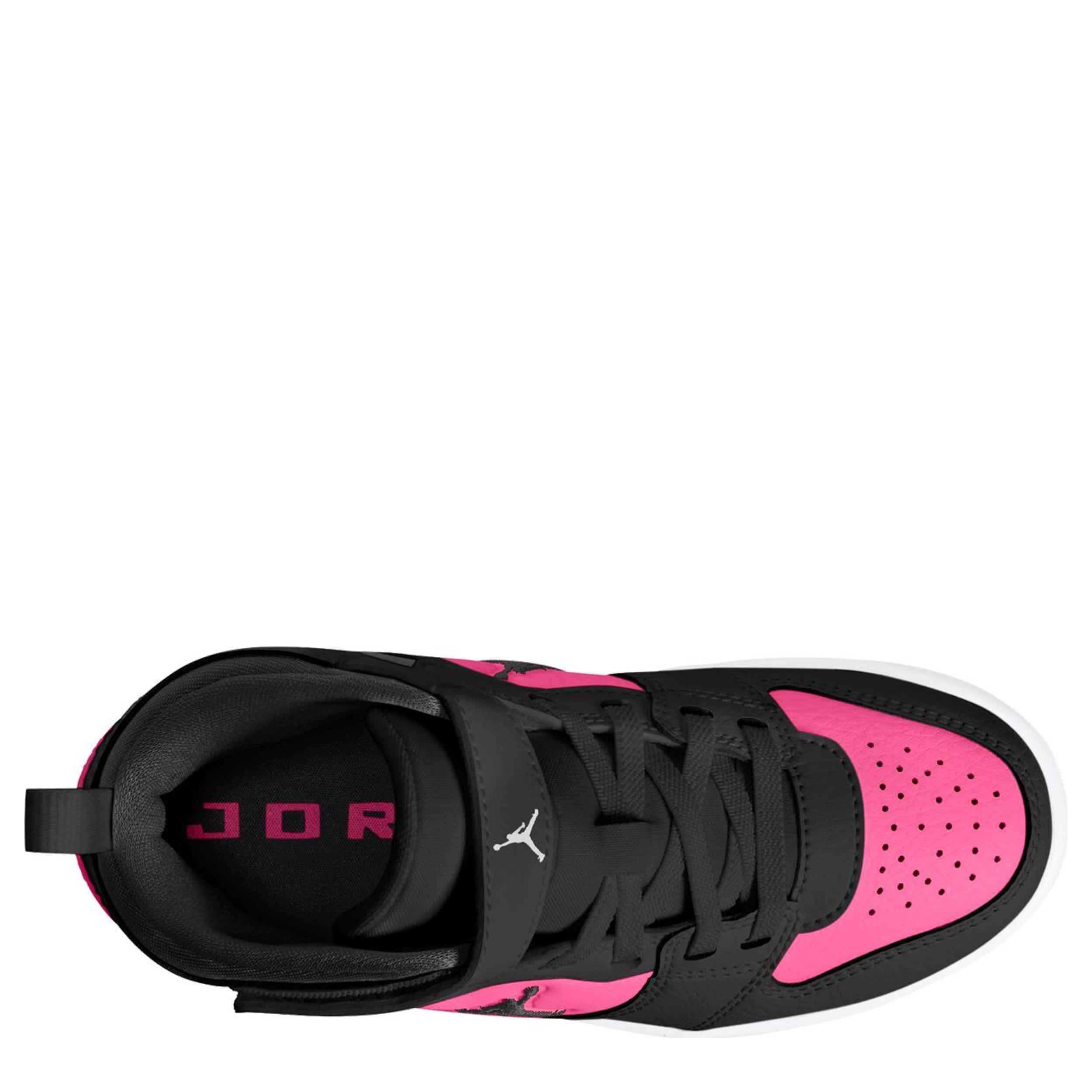 JORDAN-GIRLS BIG KID COURT CONNECT MID SNEAKER-BLACK & BRIGHT PINK