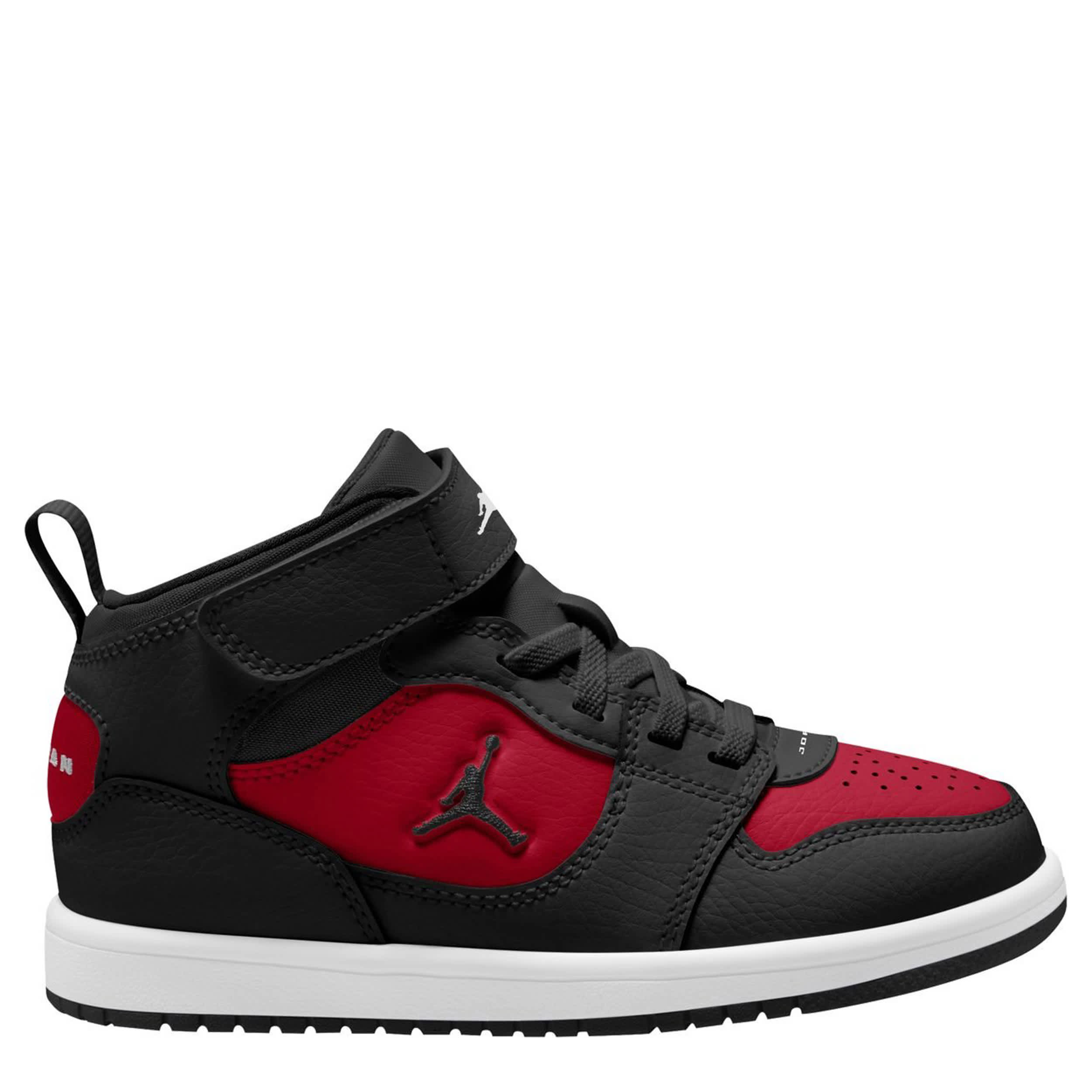 JORDAN-BOYS LITTLE KID COURT CONNECT MID SNEAKER-BLACK & RED