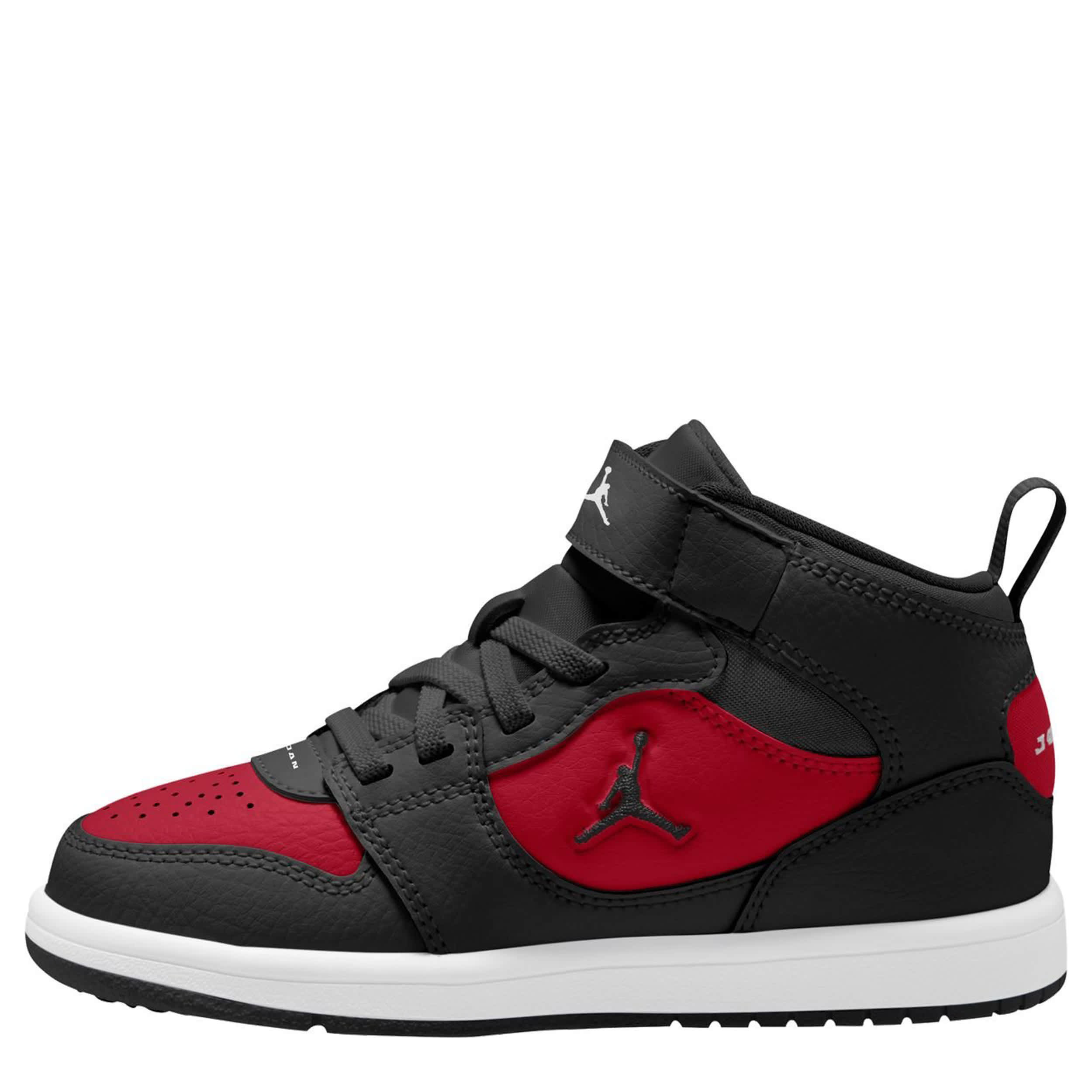 JORDAN-BOYS LITTLE KID COURT CONNECT MID SNEAKER-BLACK & RED