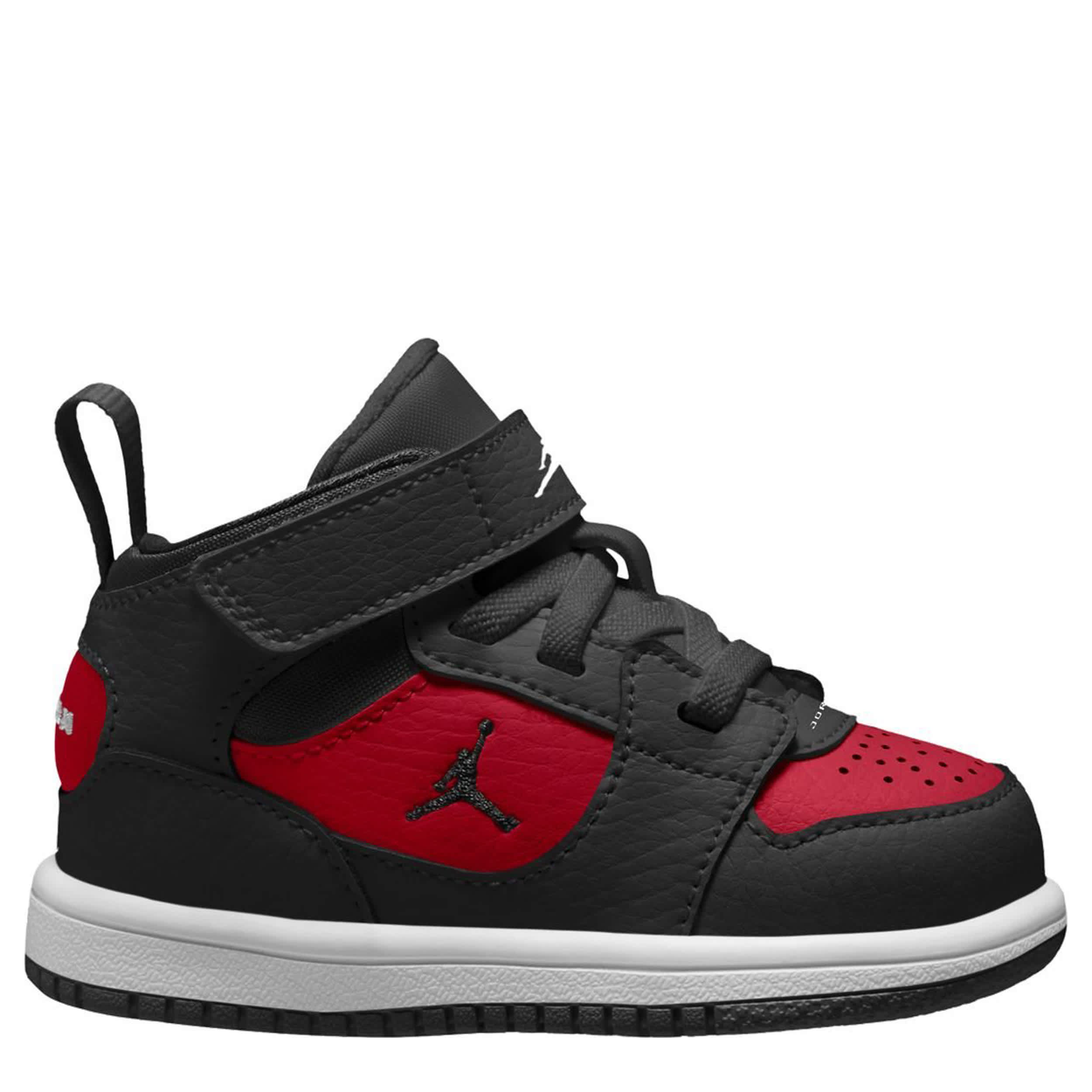 JORDAN-BOYS INFANT TODDLER COURT CONNECT MID SNEAKER-BLACK & RED