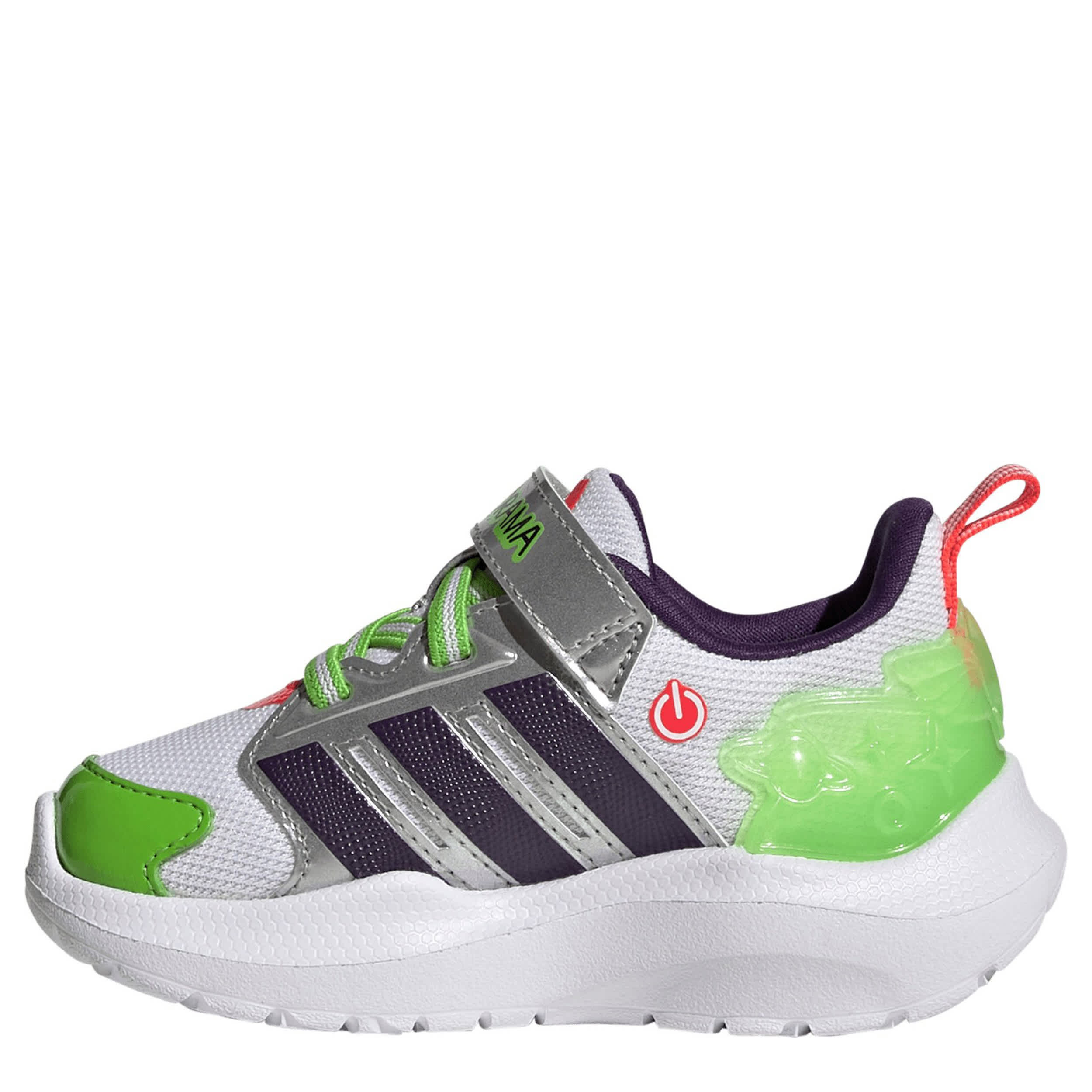 ADIDAS-BOYS INFANT TODDLER LIGHTORAMA RNR SNEAKER-WHITE & BRIGHT GREEN