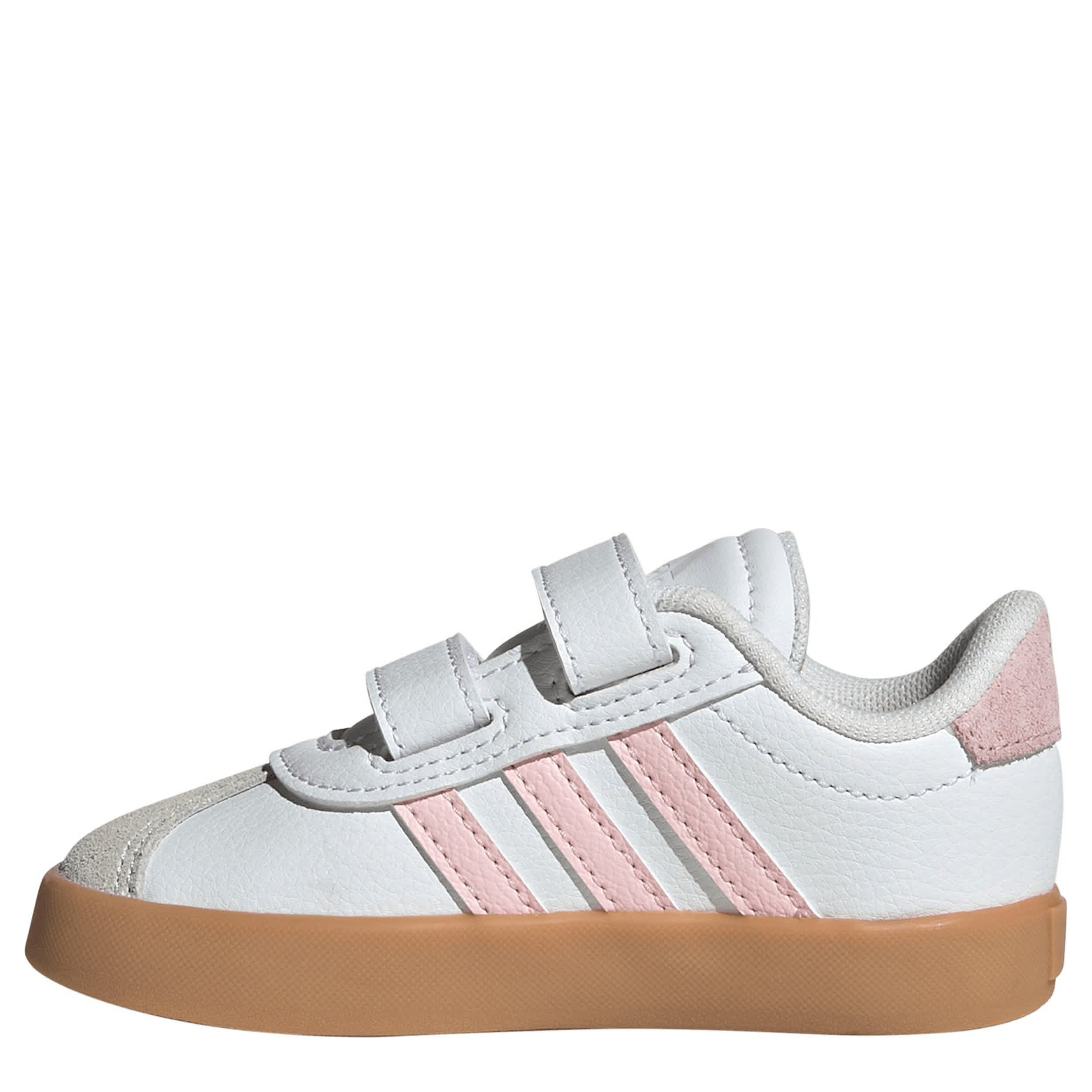 ADIDAS-GIRLS TODDLER VL COURT 3.0 SNEAKER-WHITE & PALE PINK