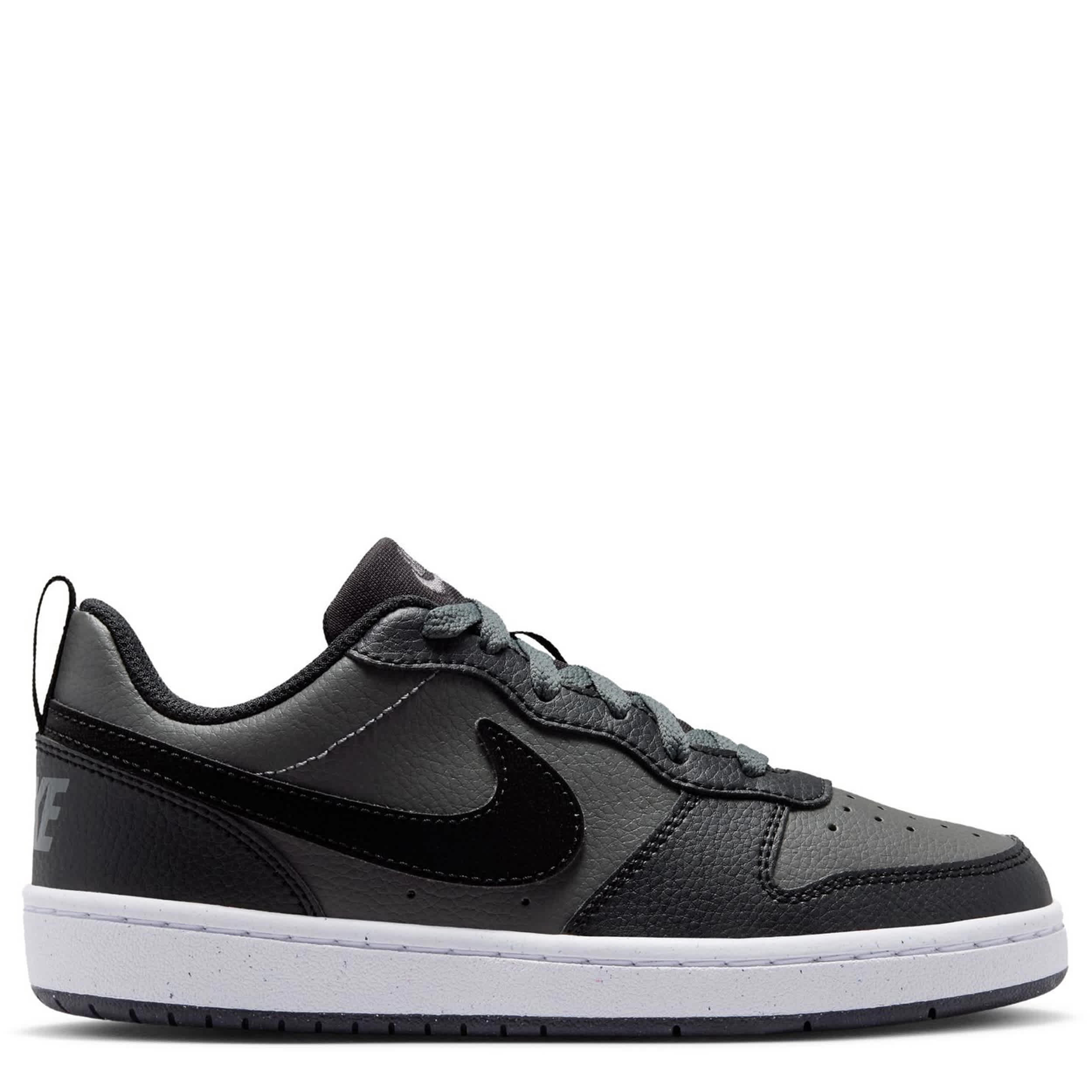 NIKE-BOYS BIG KID COURT BOROUGH LOW RECRAFT SNEAKER-DARK GREY & BLACK