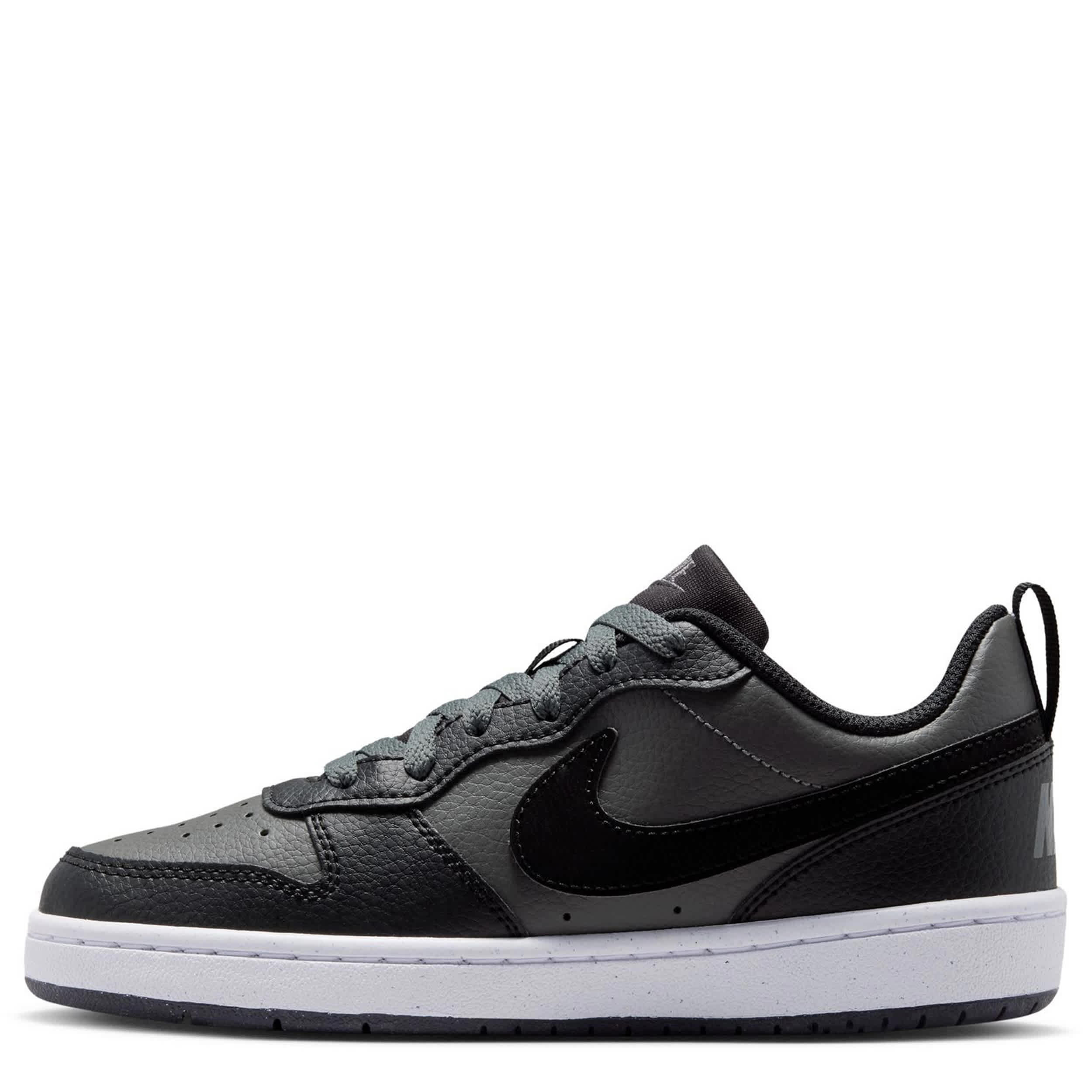 NIKE-BOYS BIG KID COURT BOROUGH LOW RECRAFT SNEAKER-DARK GREY & BLACK