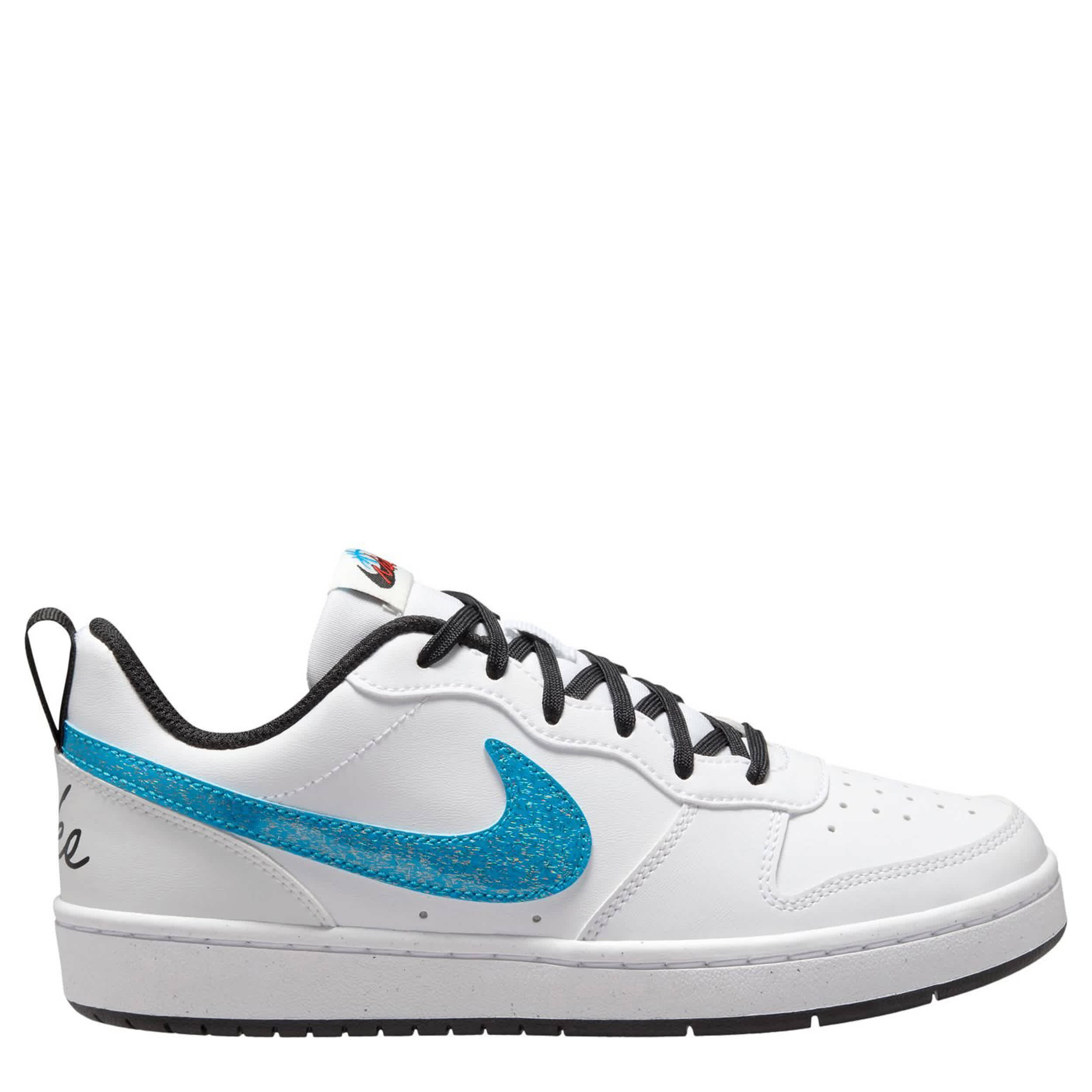 NIKE-BOYS BIG KID COURT BOROUGH LOW RECRAFT SNEAKER-WHITE & RED