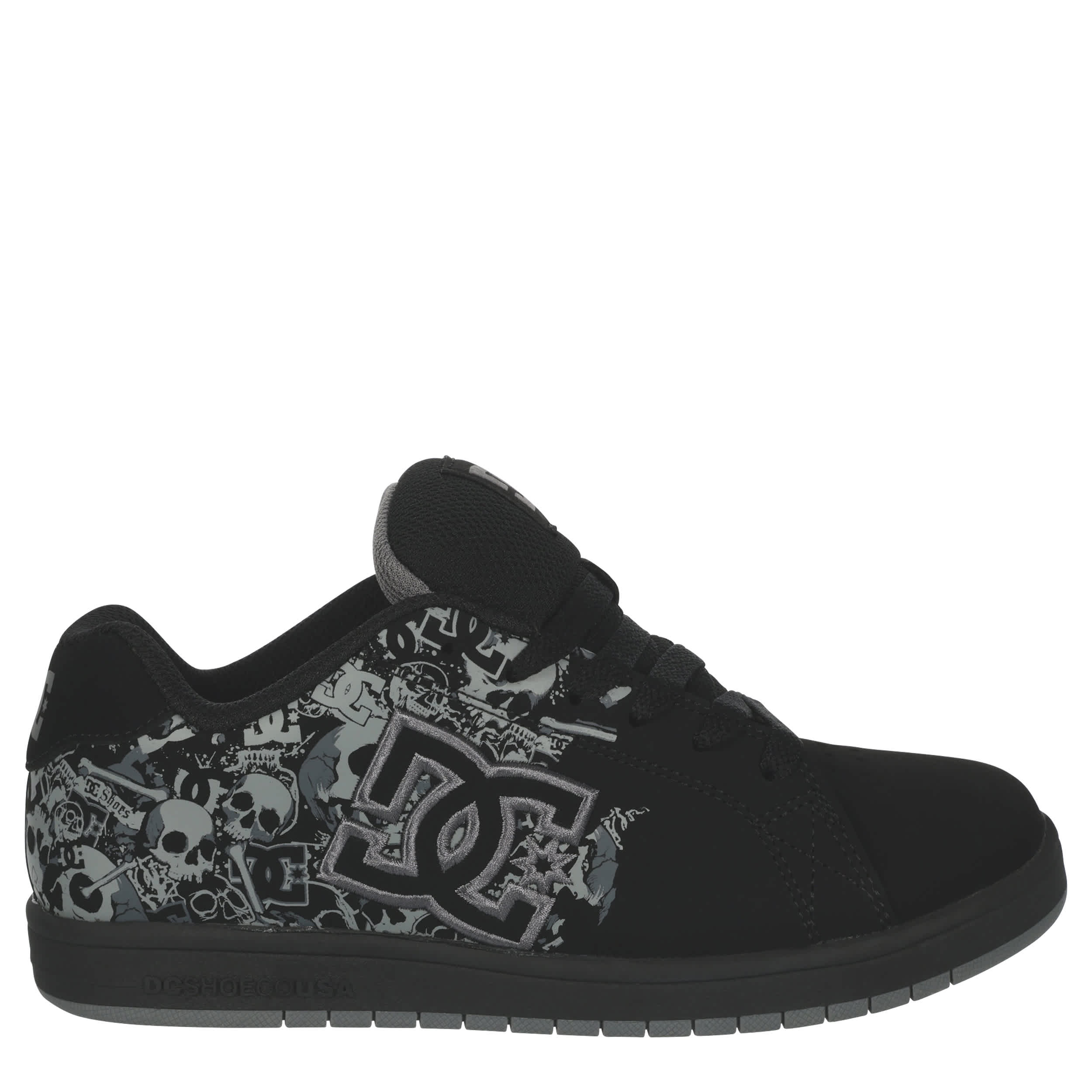 DC SHOES-BOYS LITTLE-BIG KID GAVELER SKULLS SKATE SHOE-BLACK & WHITE