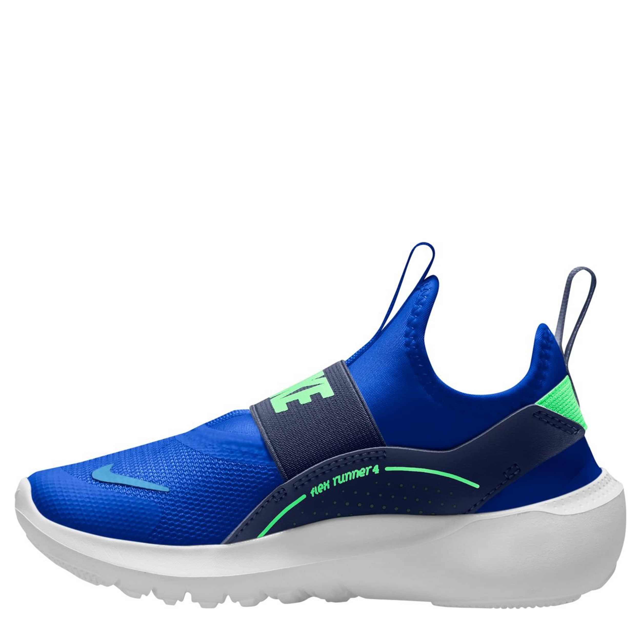 NIKE-BOYS LITTLE KID FLEX RUNNER 4 SLIP ON SNEAKER-BLUE & GREEN