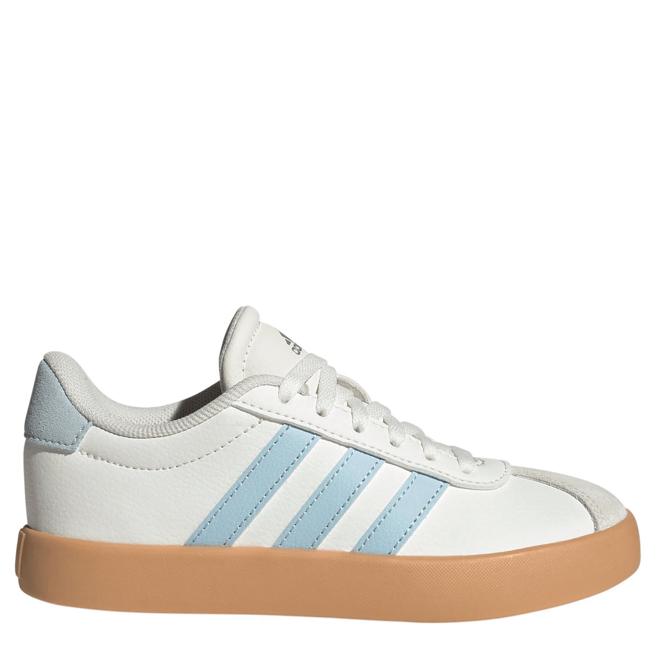 ADIDAS-GIRLS LITTLE-BIG KID VL COURT 3.0 SNEAKER-WHITE & LIGHT BLUE
