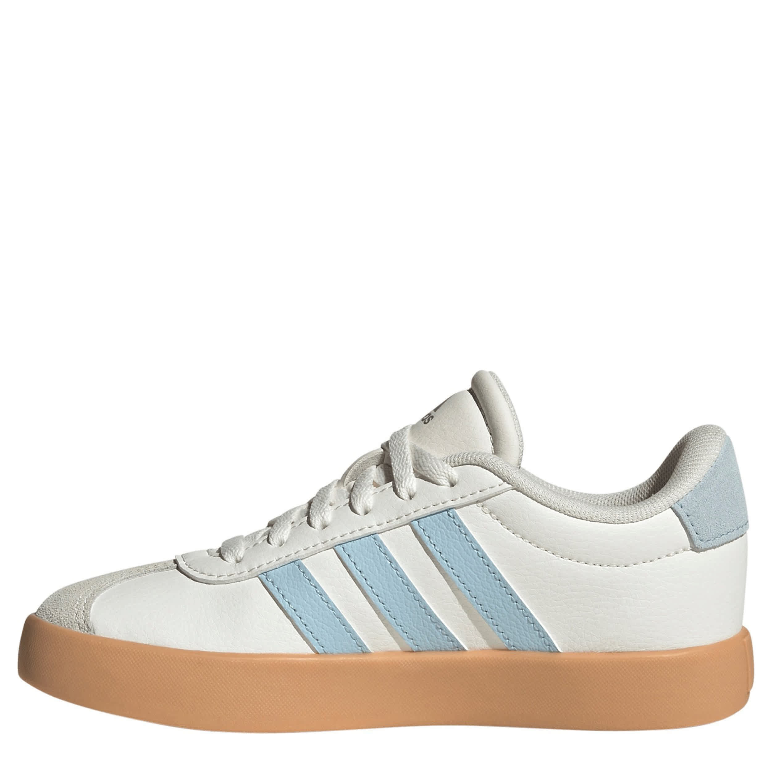 ADIDAS-GIRLS LITTLE-BIG KID VL COURT 3.0 SNEAKER-WHITE & LIGHT BLUE