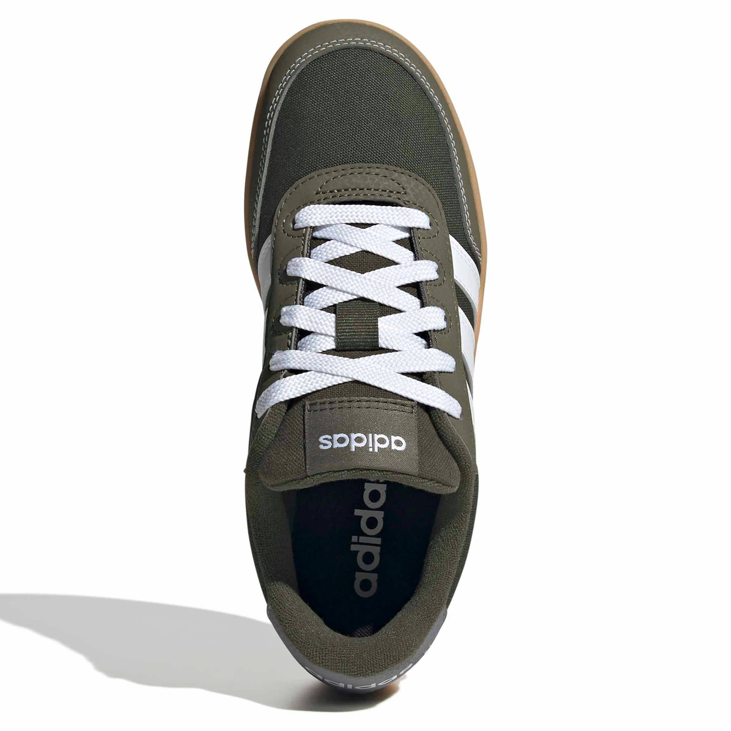 ADIDAS-BOYS BIG KID BREAKBASE SNEAKER-OLIVE & WHITE
