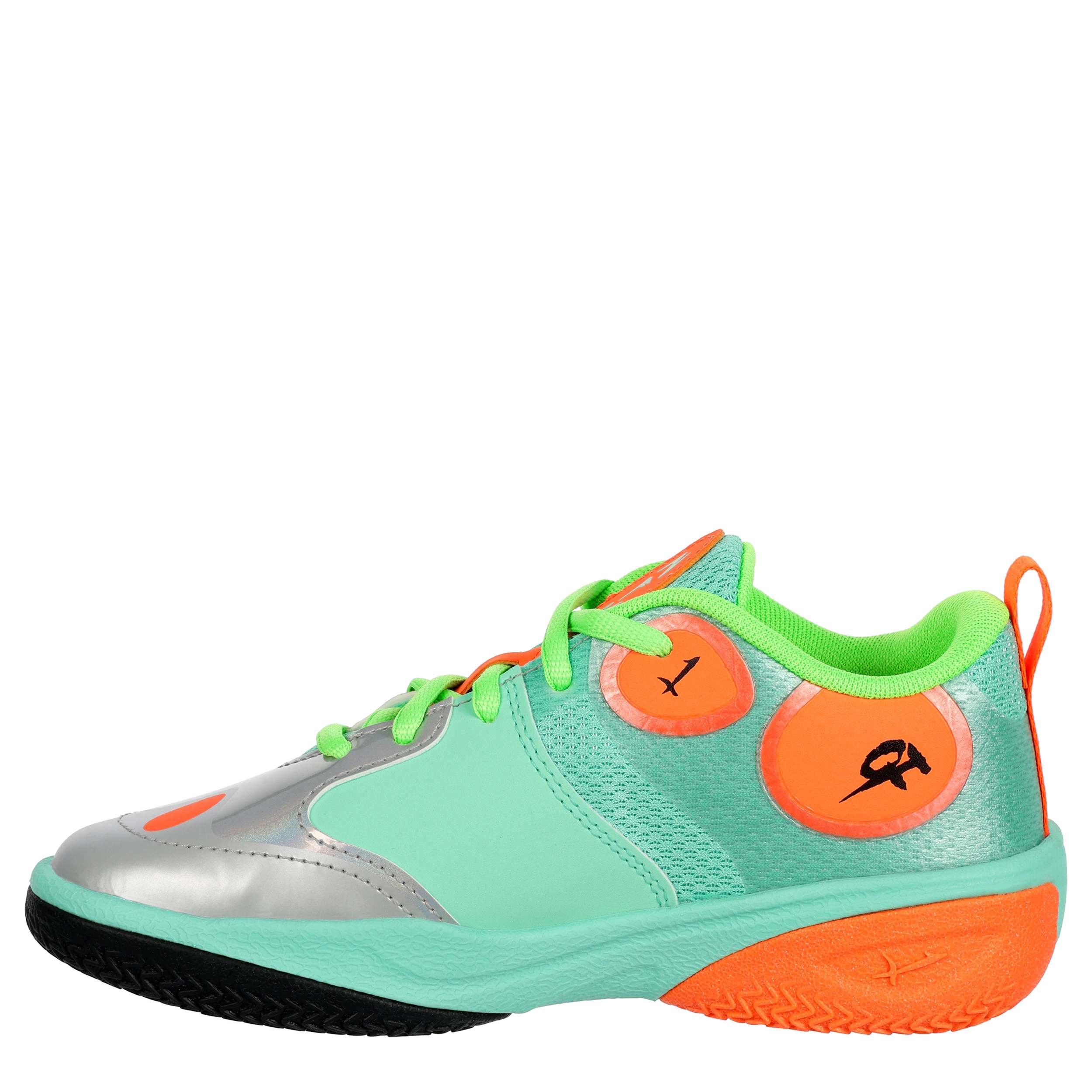 PUMA-BOYS LITTLE KID MB WORLD .01 BASKETBALL SHOE-MINT & ORANGE