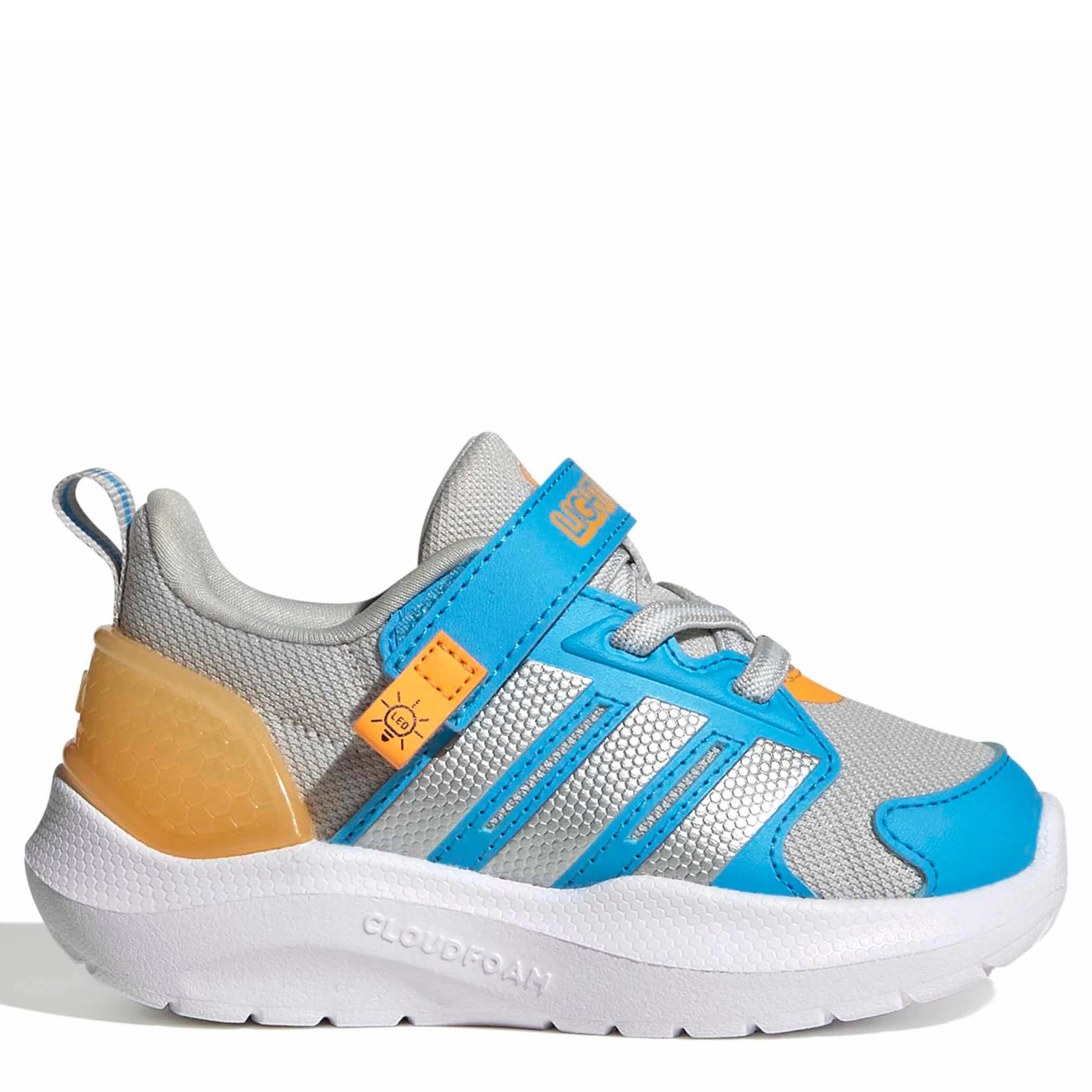ADIDAS-BOYS INFANT TODDLER LIGHTORAMA RNR SNEAKER-GREY & SILVER