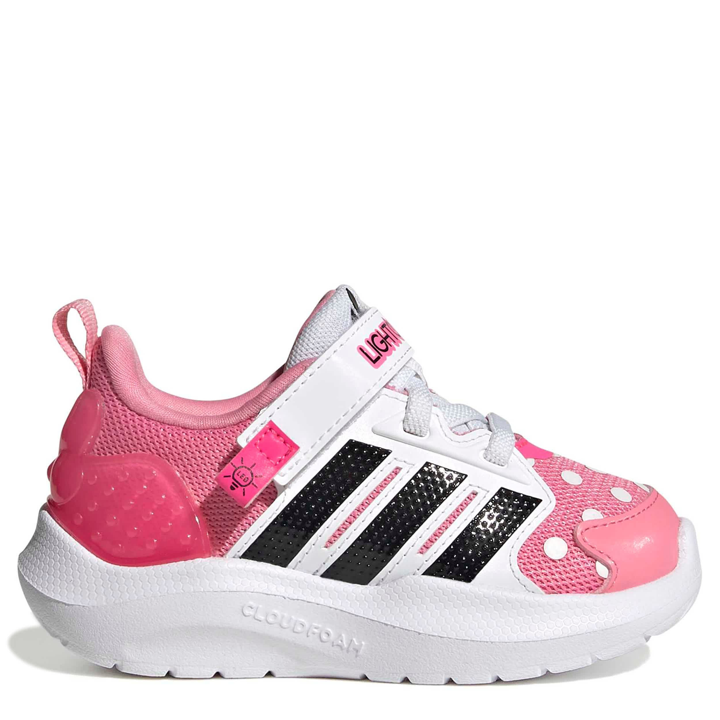 ADIDAS-GIRLS INFANT TODDLER LIGHTORAMA RNR SNEAKER-PINK & BLACK
