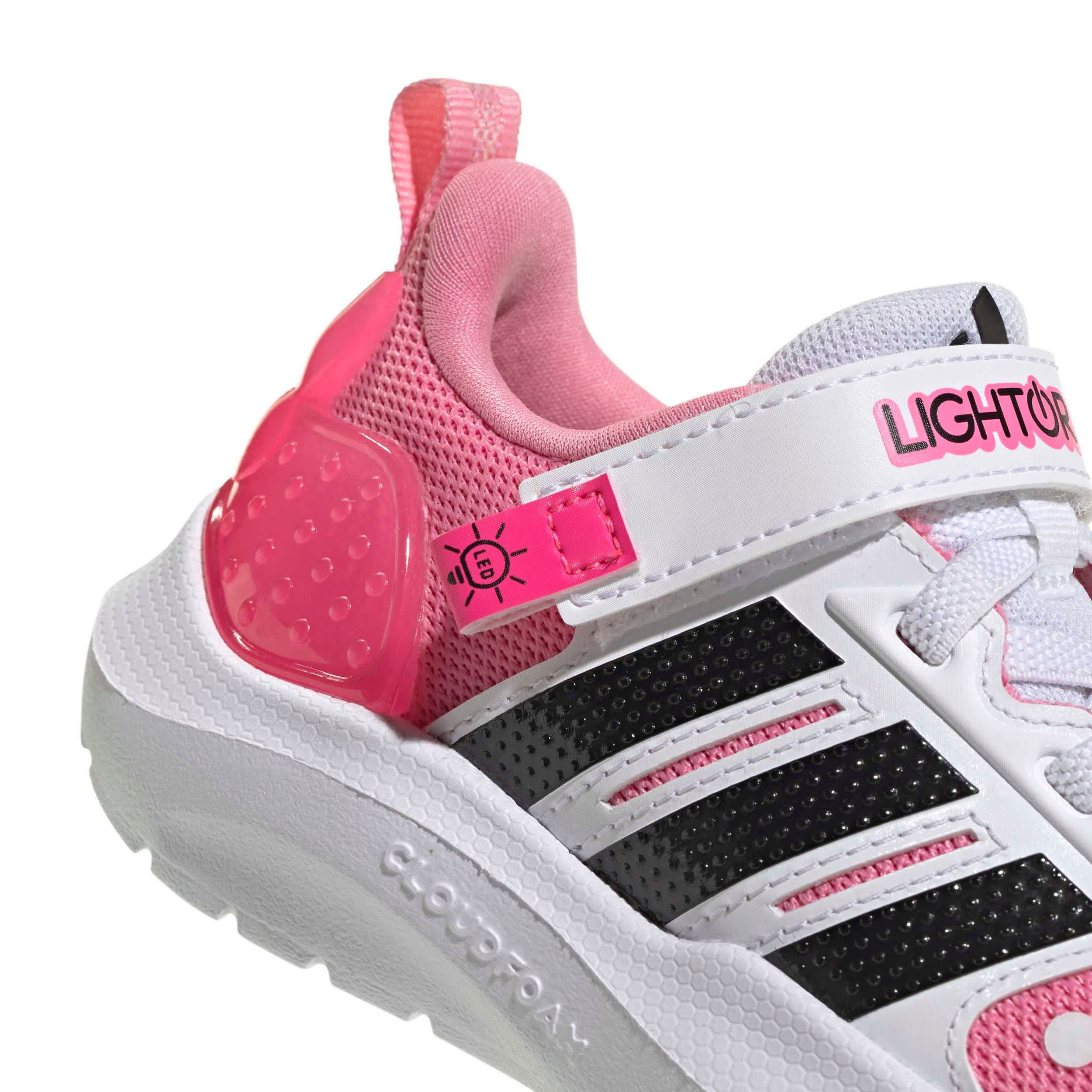 ADIDAS-GIRLS INFANT TODDLER LIGHTORAMA RNR SNEAKER-PINK & BLACK
