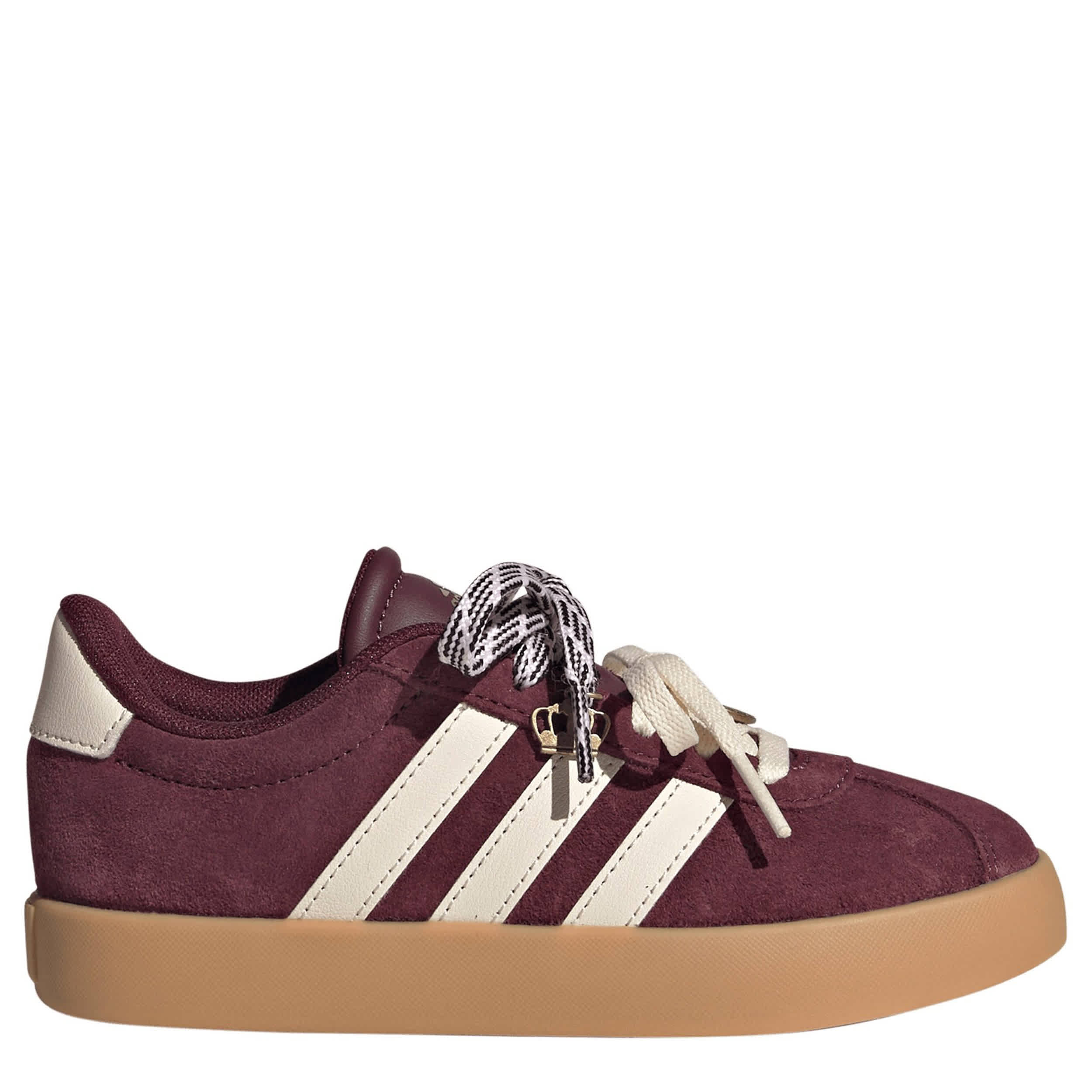 ADIDAS-GIRLS LITTLE-BIG KID VL COURT 3.0 SNEAKER-BURGUNDY & TAN