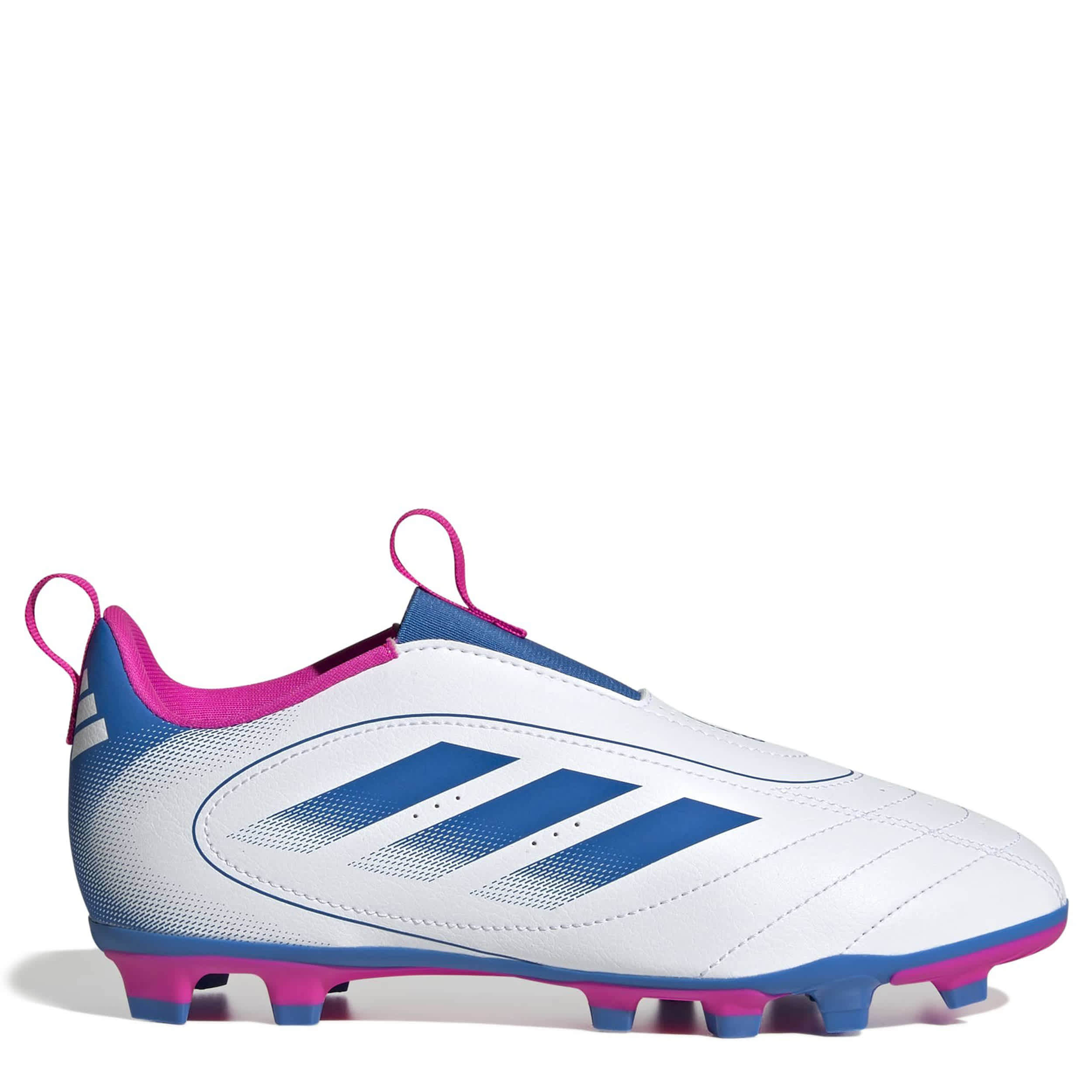 ADIDAS-BOYS BIG KID GOLETTO IX LACELESS SOCCER CLEATS-WHITE & BLUE