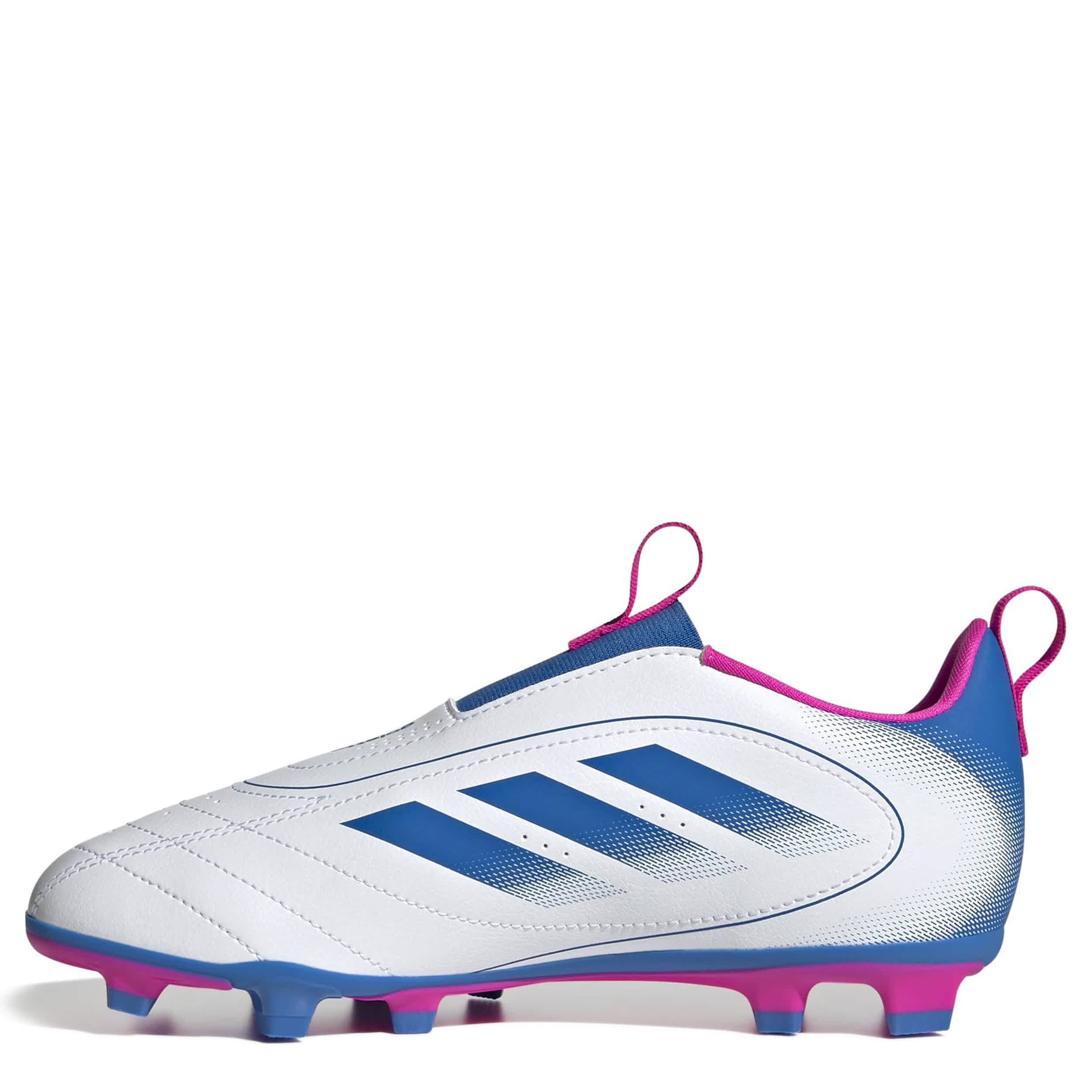 ADIDAS-BOYS BIG KID GOLETTO IX LACELESS SOCCER CLEATS-WHITE & BLUE