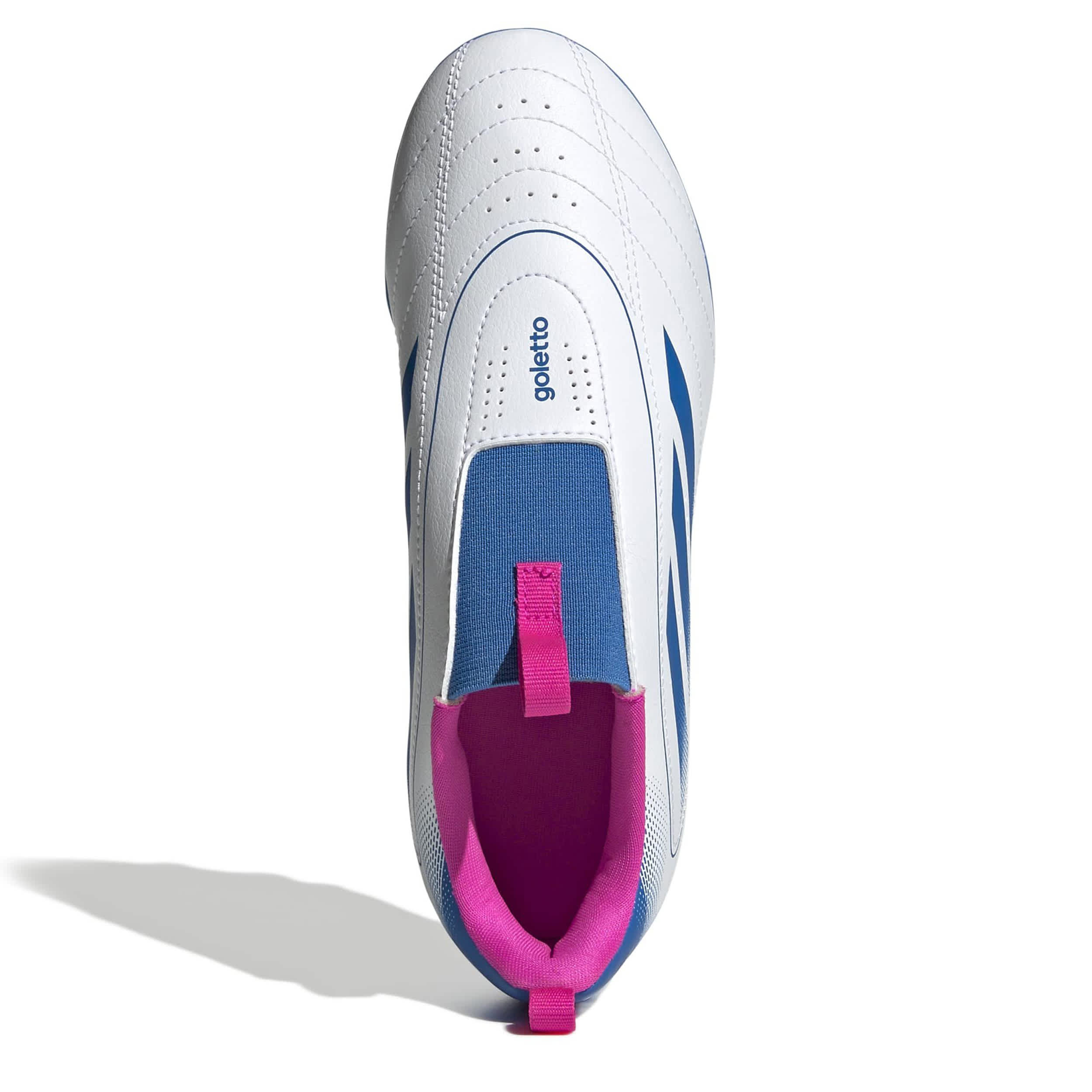 ADIDAS-BOYS BIG KID GOLETTO IX LACELESS SOCCER CLEATS-WHITE & BLUE