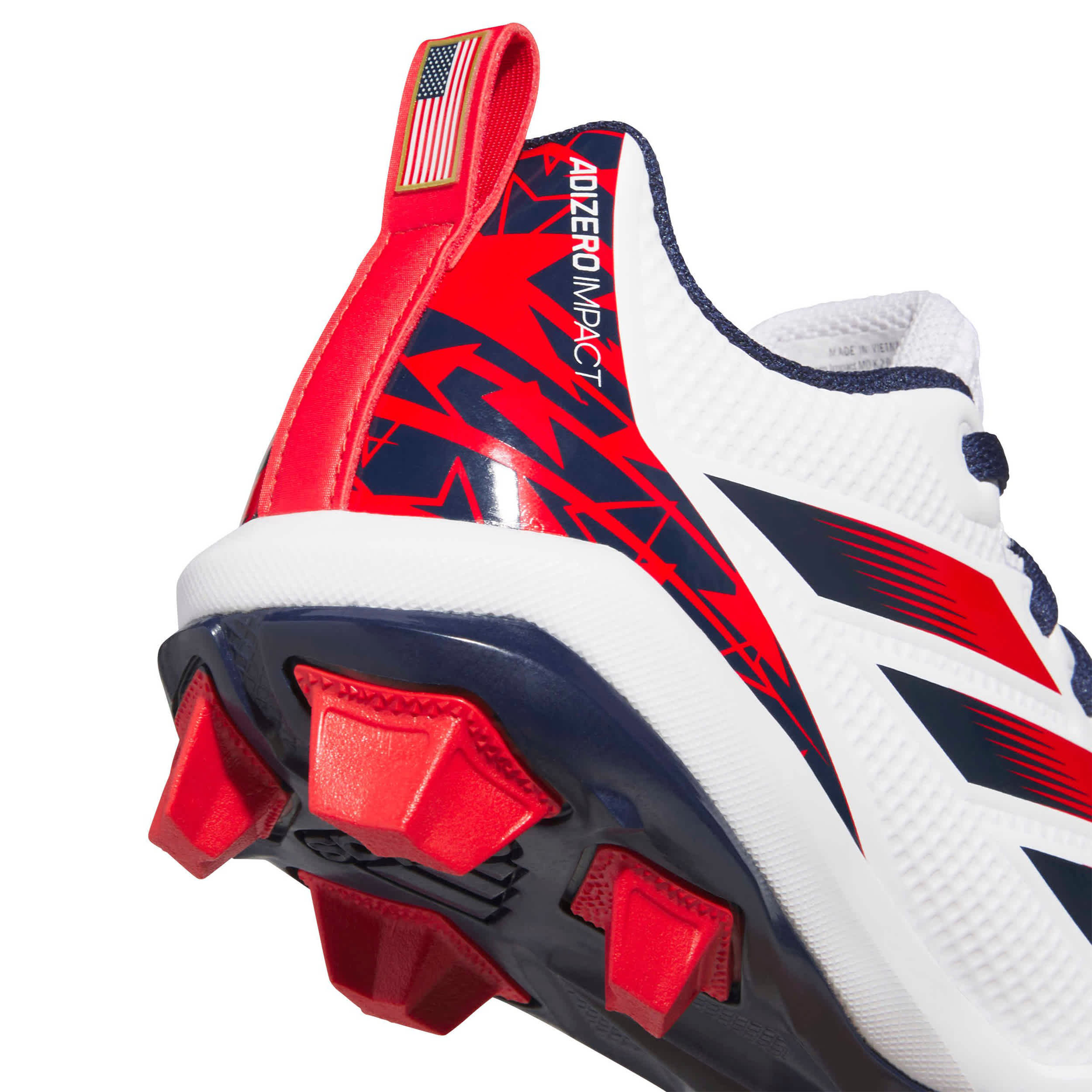 ADIDAS-BOYS BIG-LITTLE KID ADIZERO IMPACT BASEBALL CLEAT-WHITE & NAVY