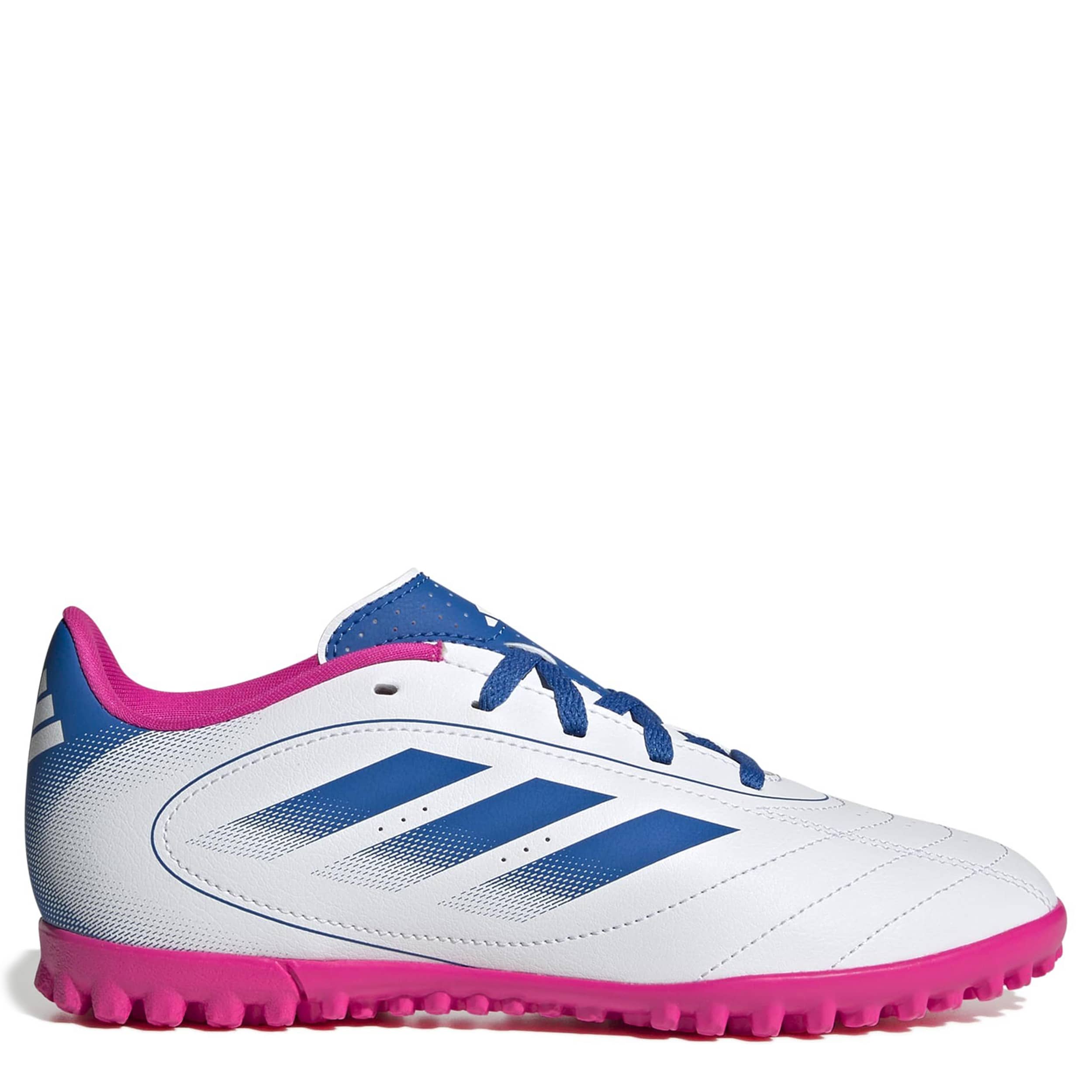ADIDAS-BOYS BIG-LITTLE KID GOLETTO IX TURF SOCCER CLEATS-WHITE & BRIGHT BLUE