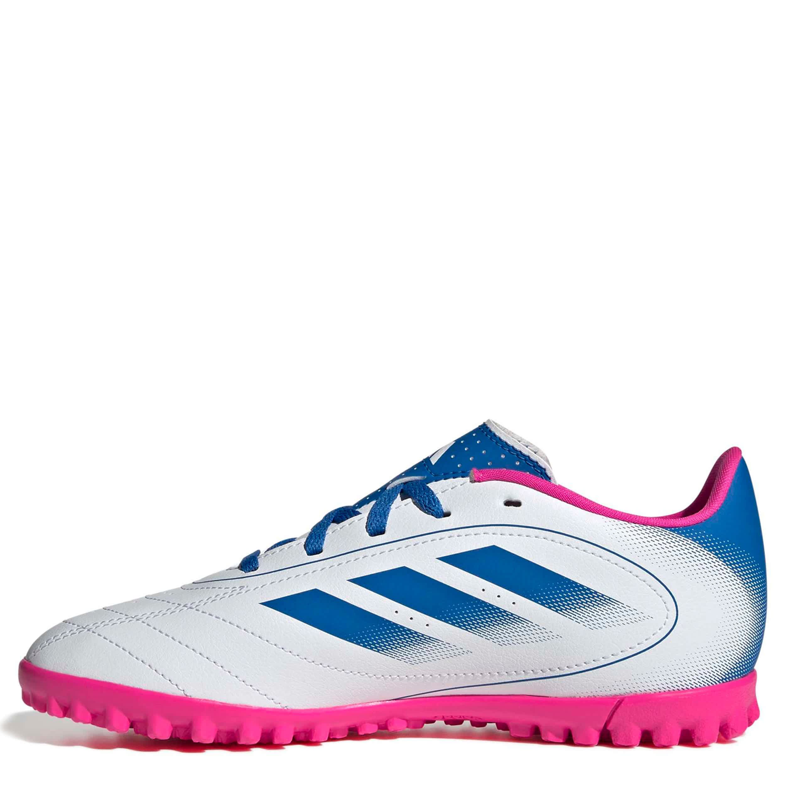 ADIDAS-BOYS BIG-LITTLE KID GOLETTO IX TURF SOCCER CLEATS-WHITE & BRIGHT BLUE
