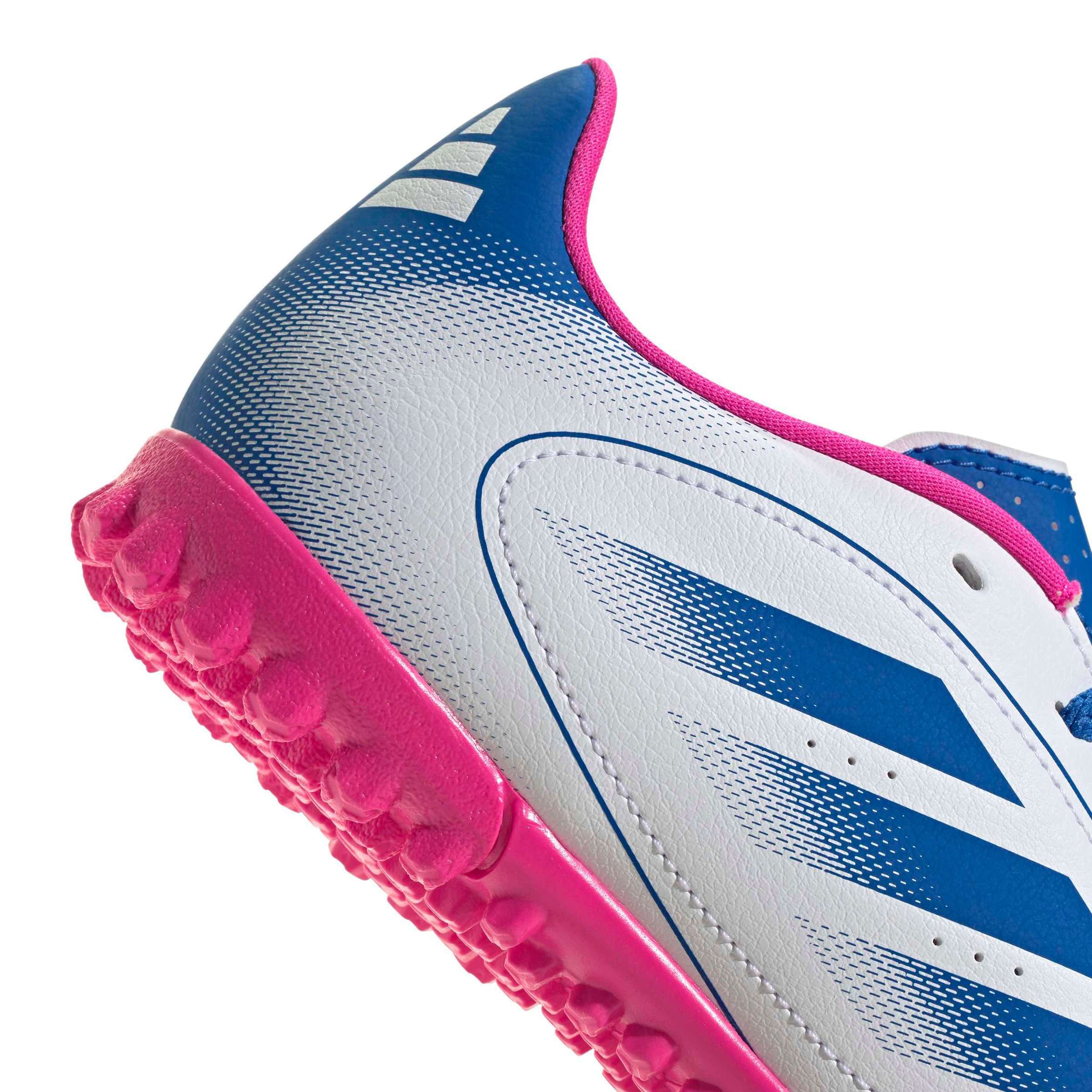 ADIDAS-BOYS BIG-LITTLE KID GOLETTO IX TURF SOCCER CLEATS-WHITE & BRIGHT BLUE