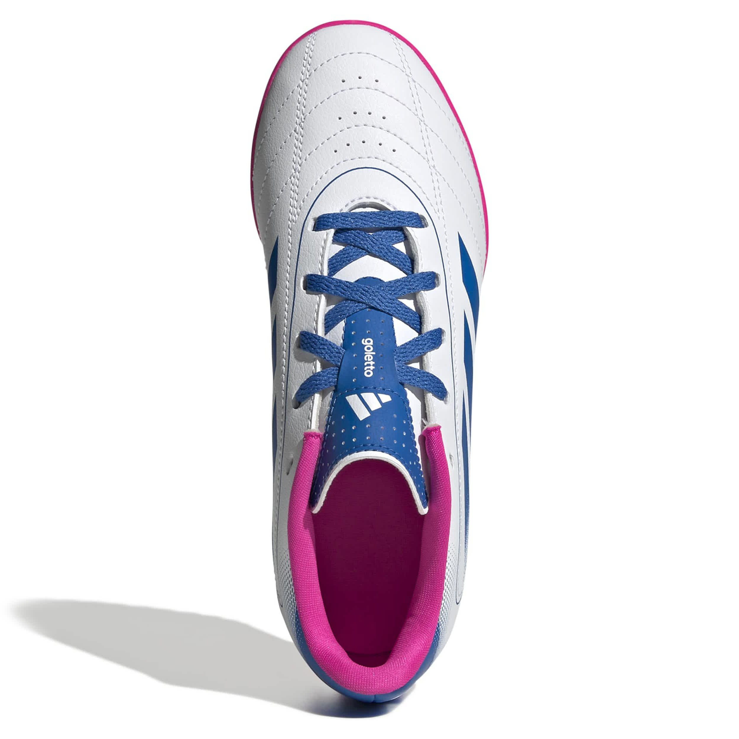 ADIDAS-BOYS BIG-LITTLE KID GOLETTO IX TURF SOCCER CLEATS-WHITE & BRIGHT BLUE