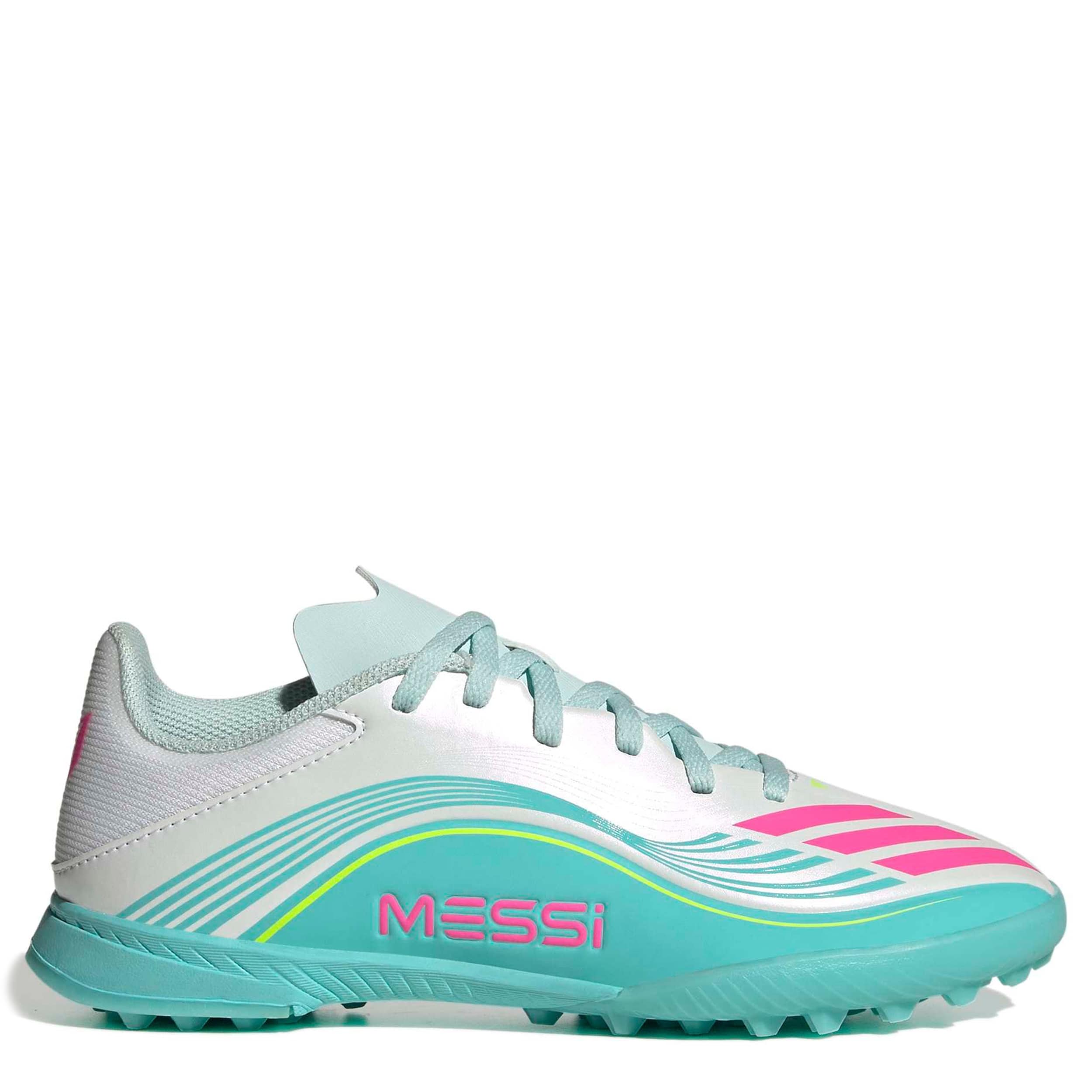 ADIDAS-BOYS BIG-LITTLE KID F50 LEAGUE SOCCER TURF CLEATS-WHITE & PINK