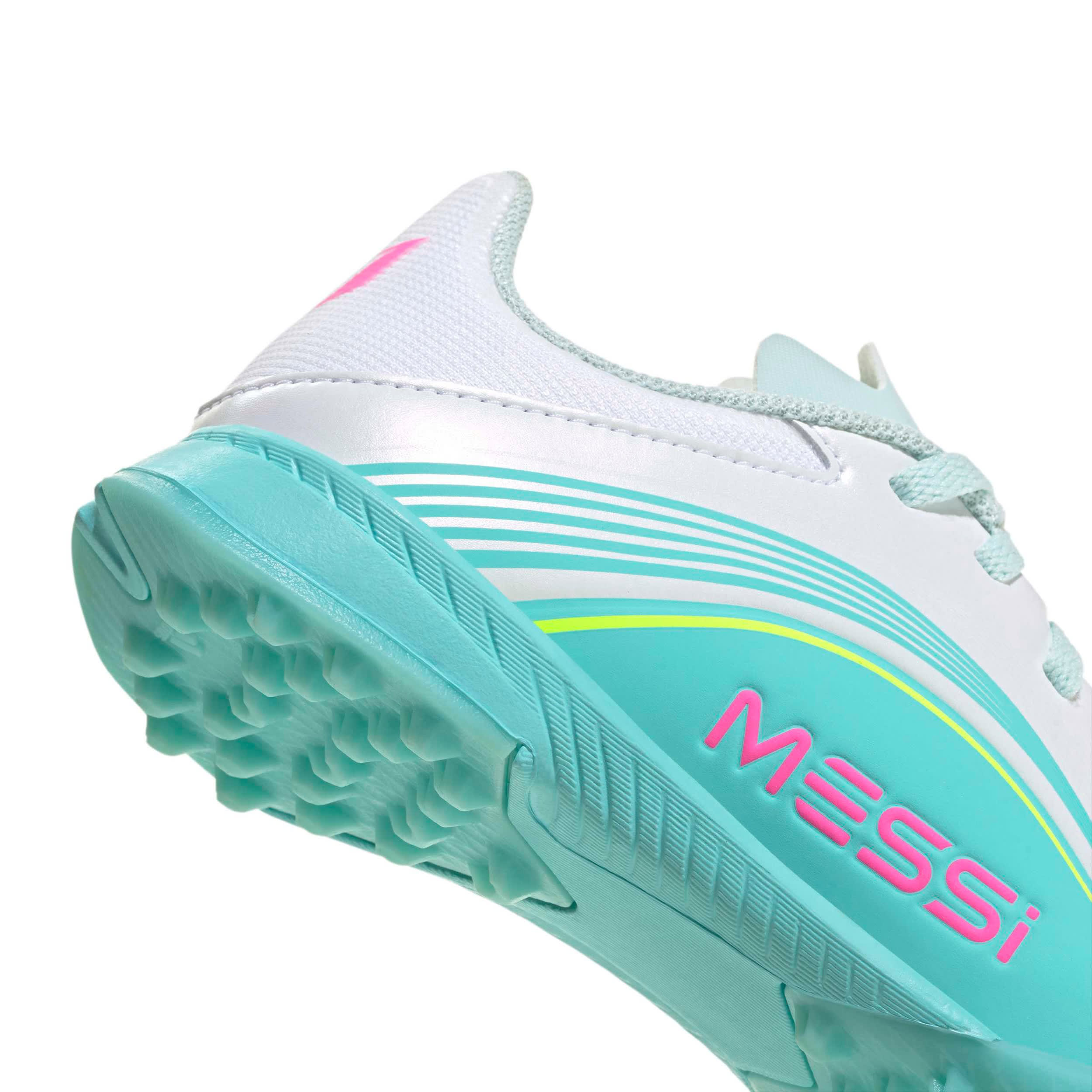 ADIDAS-BOYS BIG-LITTLE KID F50 LEAGUE SOCCER TURF CLEATS-WHITE & PINK