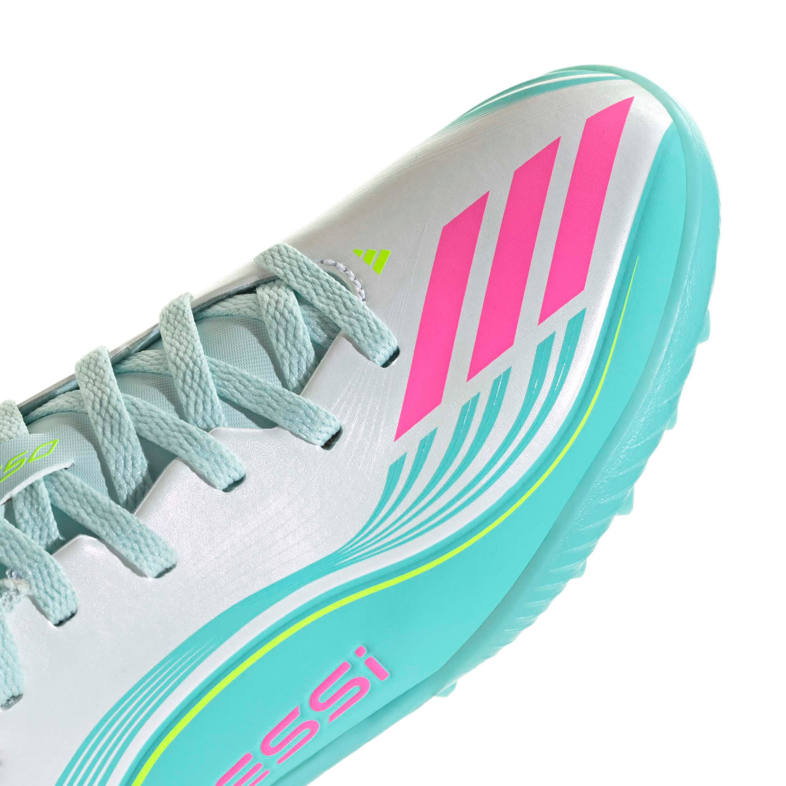 ADIDAS-BOYS BIG-LITTLE KID F50 LEAGUE SOCCER TURF CLEATS-WHITE & PINK