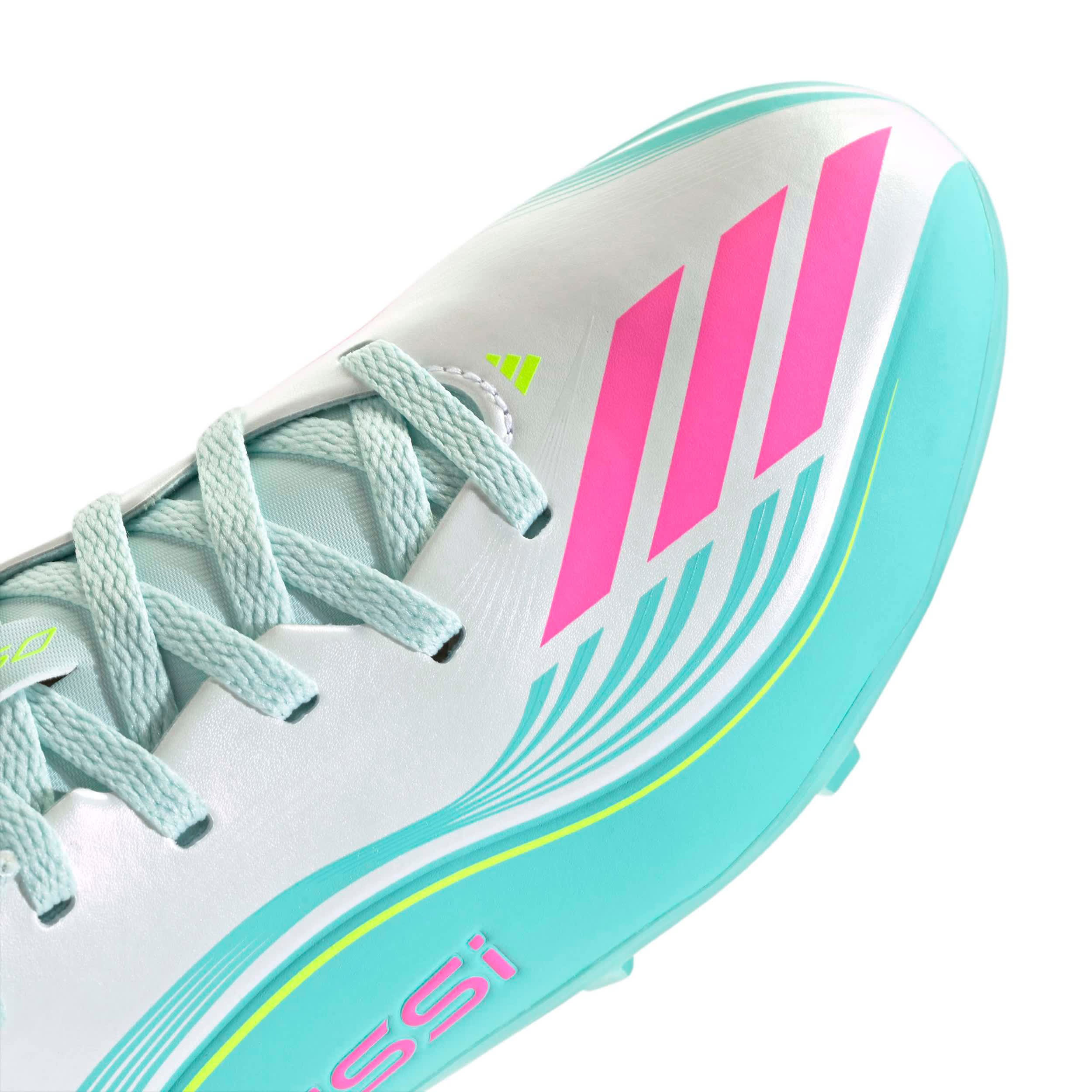 ADIDAS-BOYS BIG-LITTLE KID F50 LEAGUE SOCCER TURF CLEATS-WHITE & PINK