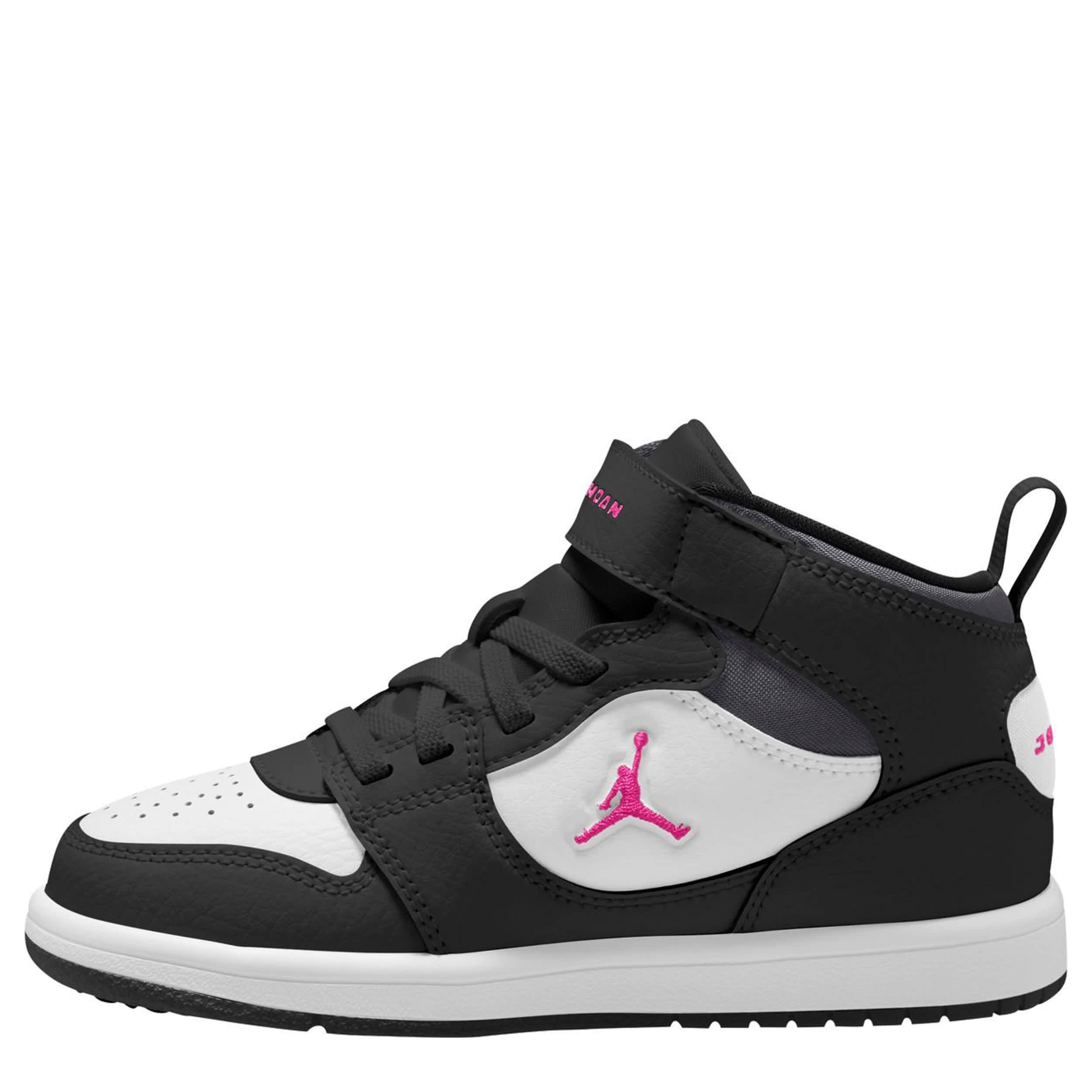 JORDAN-GIRLS BIG KID COURT CONNECT MID SNEAKER-BRIGHT PINK & BLACK