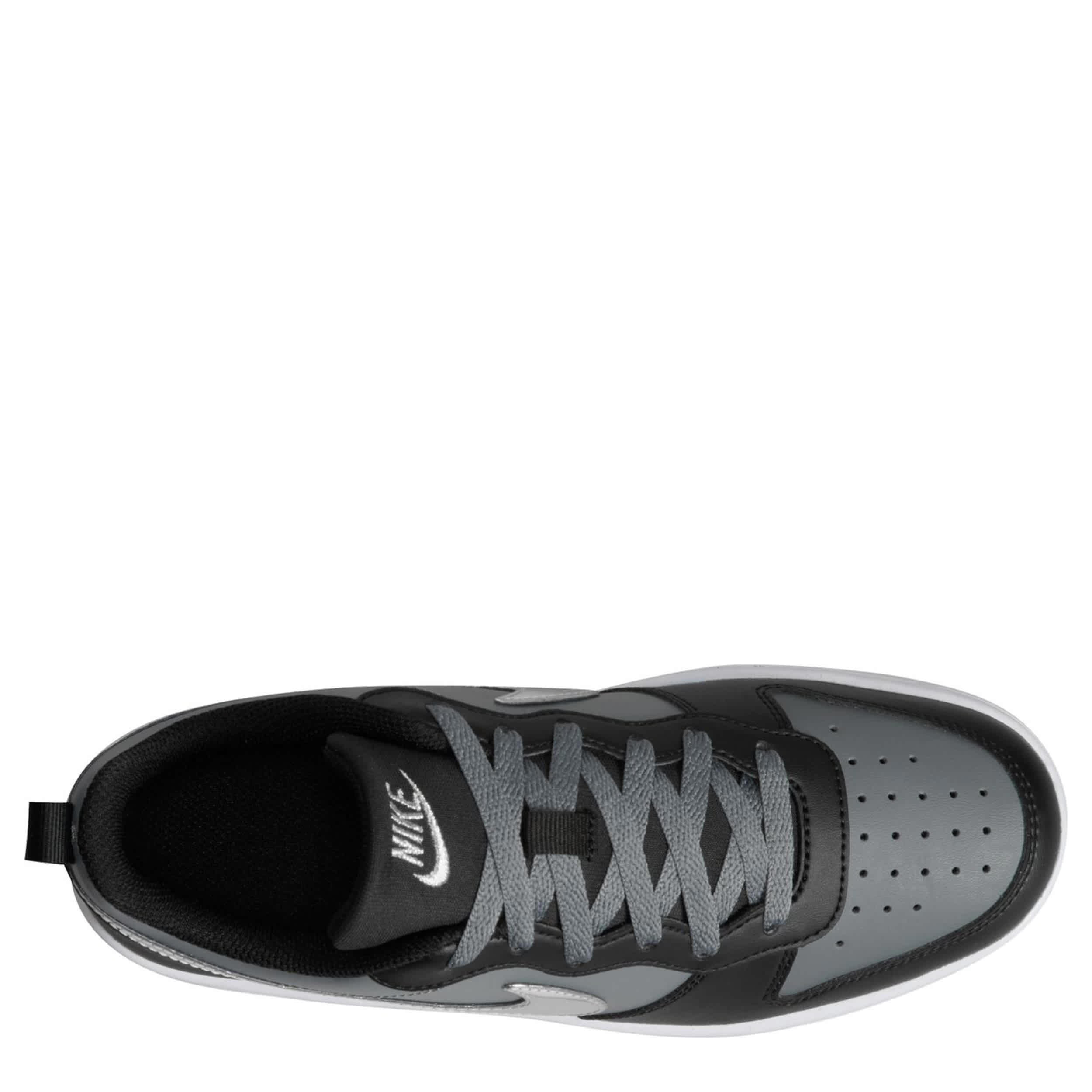 NIKE-BOYS BIG KID COURT BOROUGH LOW SNEAKER-BLACK & SILVER
