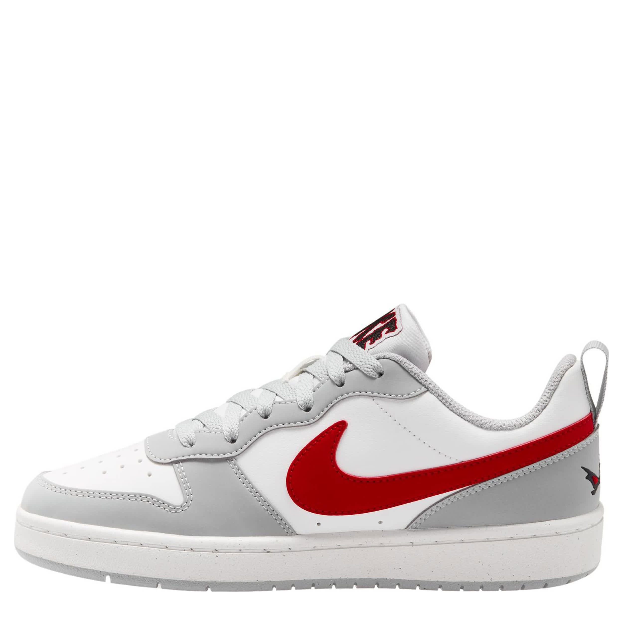 NIKE-BOYS BIG KID COURT BOROUGH LOW SNEAKER-GREY & RED